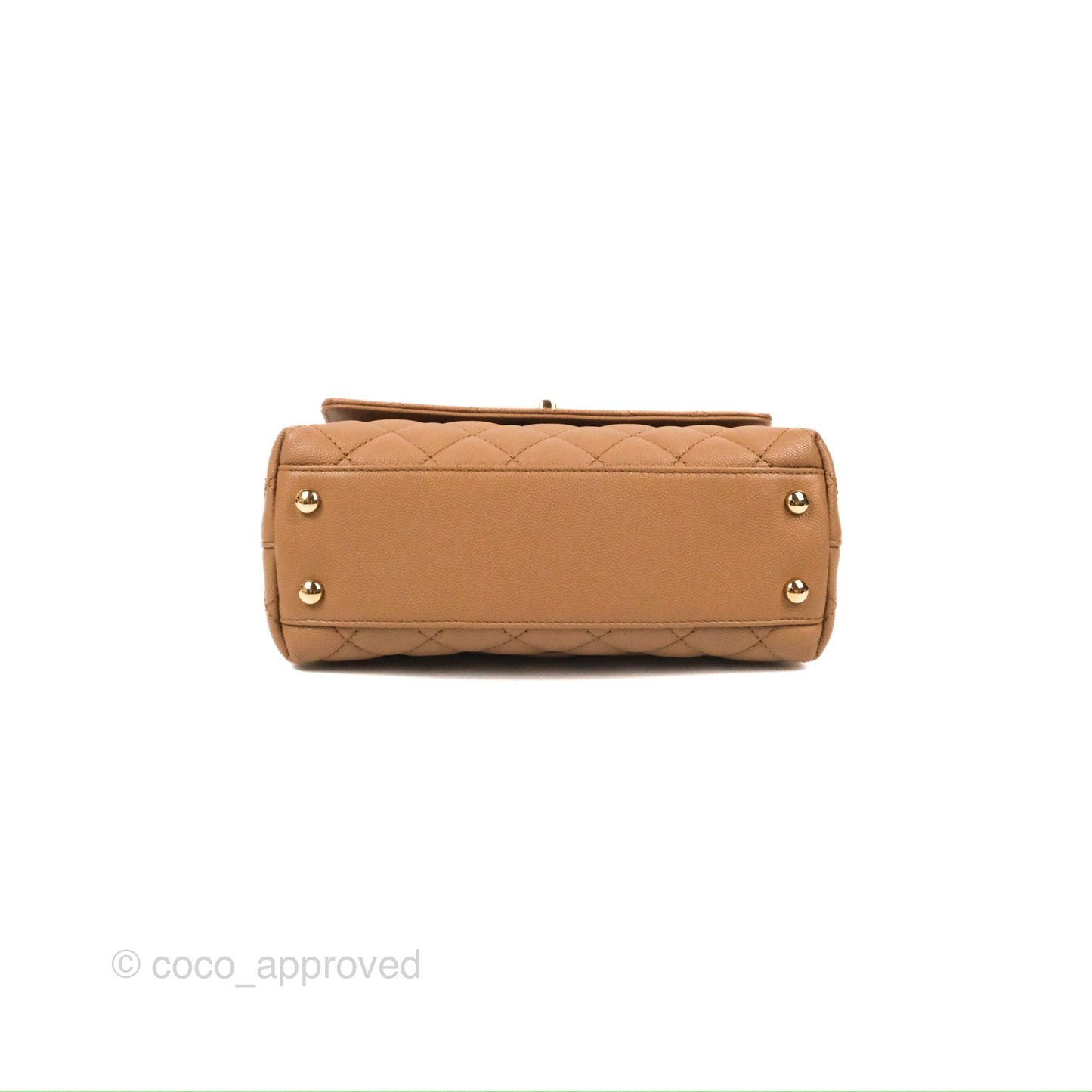 Chanel Small Coco Handle Quilted Dark Beige Caviar Gold Hardware