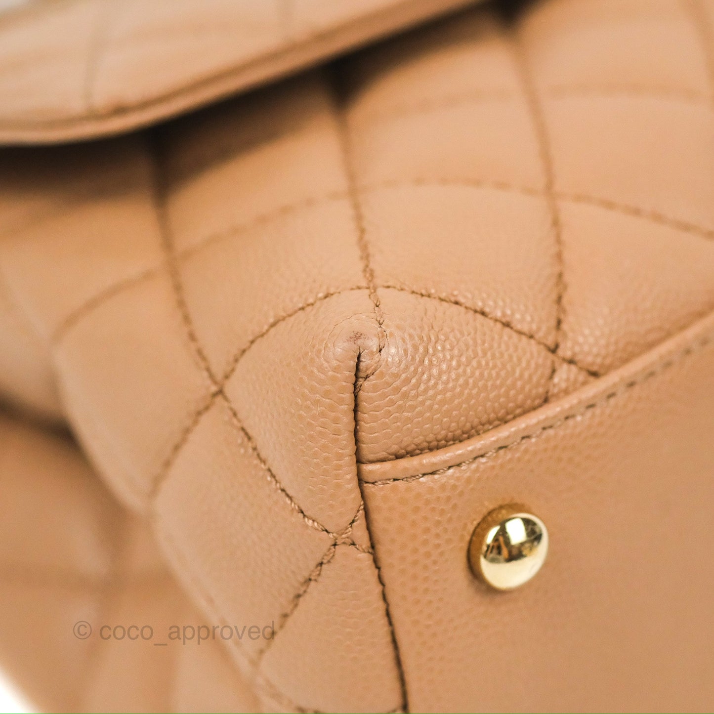 Chanel Small Coco Handle Quilted Dark Beige Caviar Gold Hardware