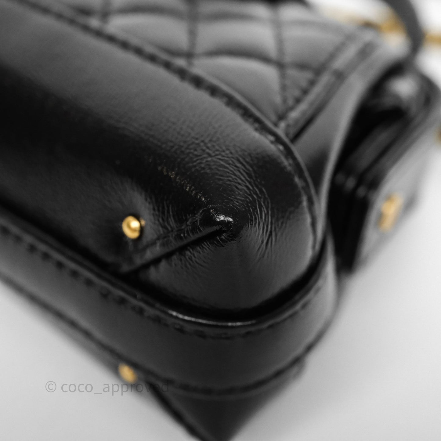Chanel Mini Cocodoc Doctor Clutch with Chain Black Shiny Lambskin Aged Gold Hardware