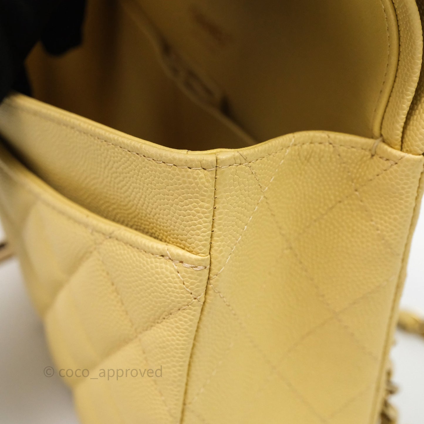 Chanel Classic M/L Medium Flap Quilted Yellow Caviar Gold Hardware