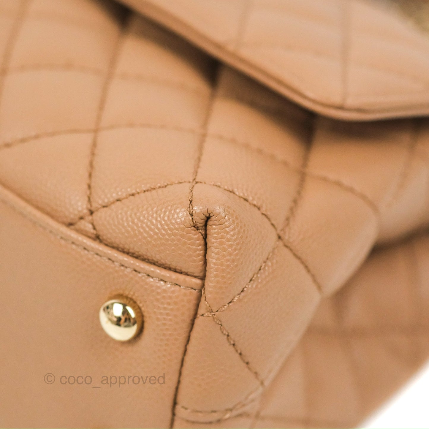 Chanel Small Coco Handle Quilted Dark Beige Caviar Gold Hardware