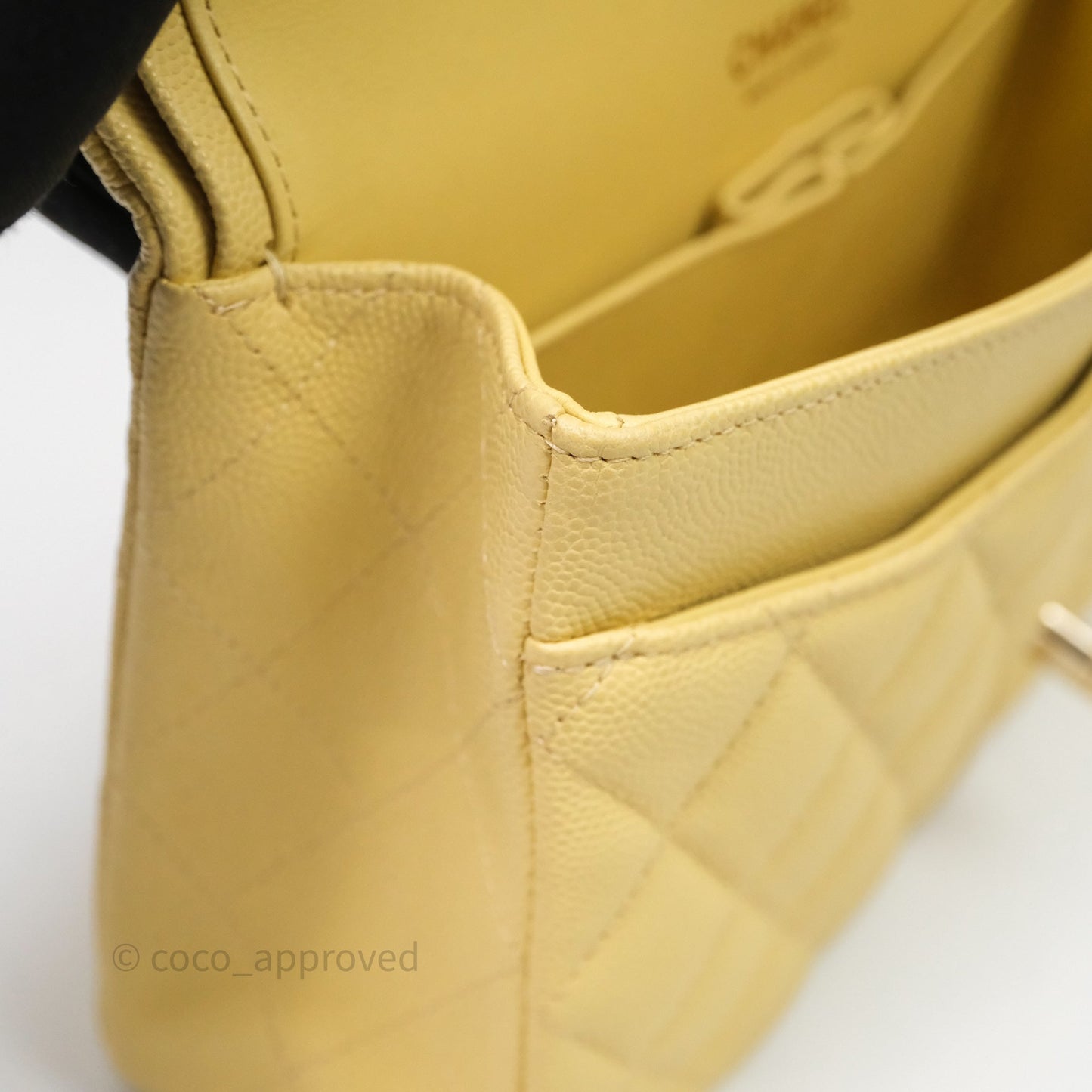Chanel Classic M/L Medium Flap Quilted Yellow Caviar Gold Hardware