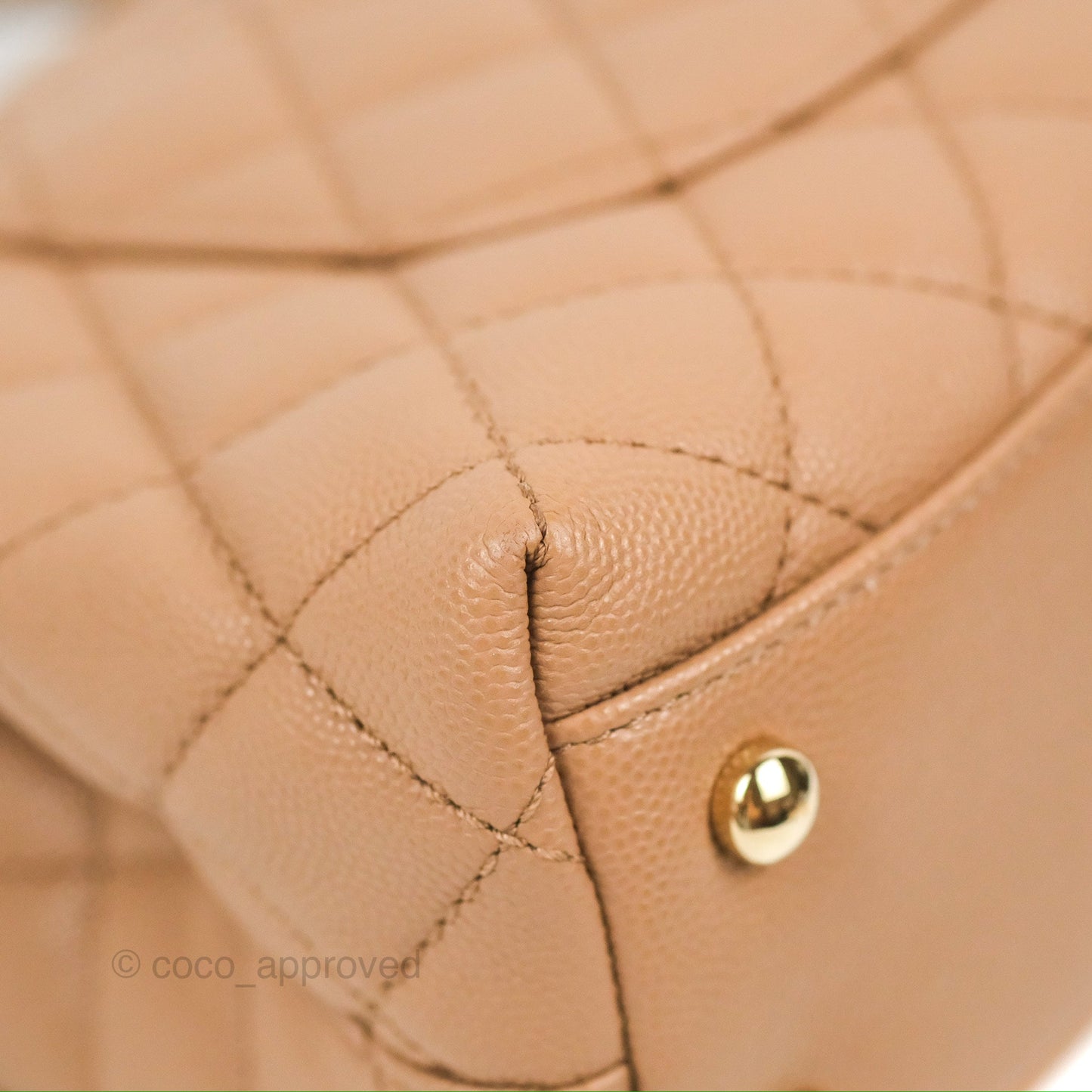 Chanel Small Coco Handle Quilted Dark Beige Caviar Gold Hardware