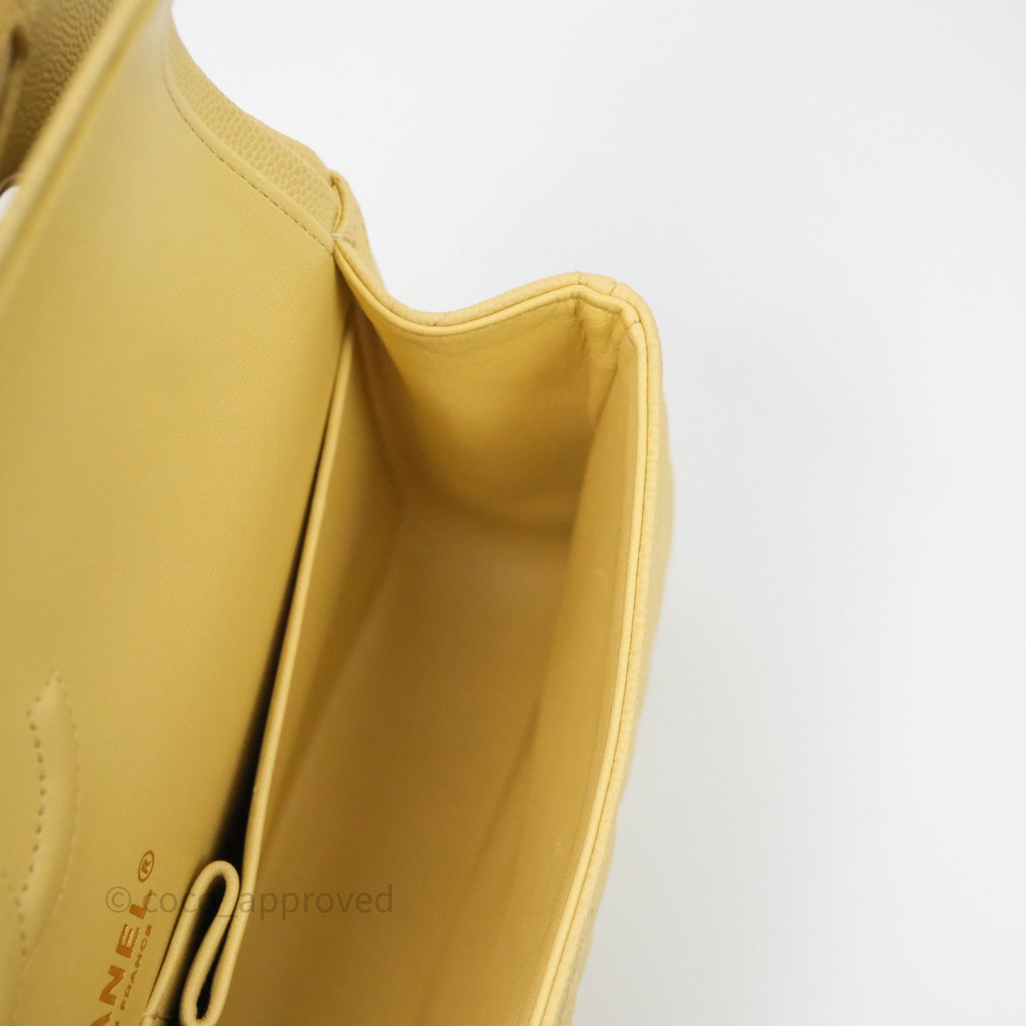 Chanel Classic M/L Medium Flap Quilted Yellow Caviar Gold Hardware