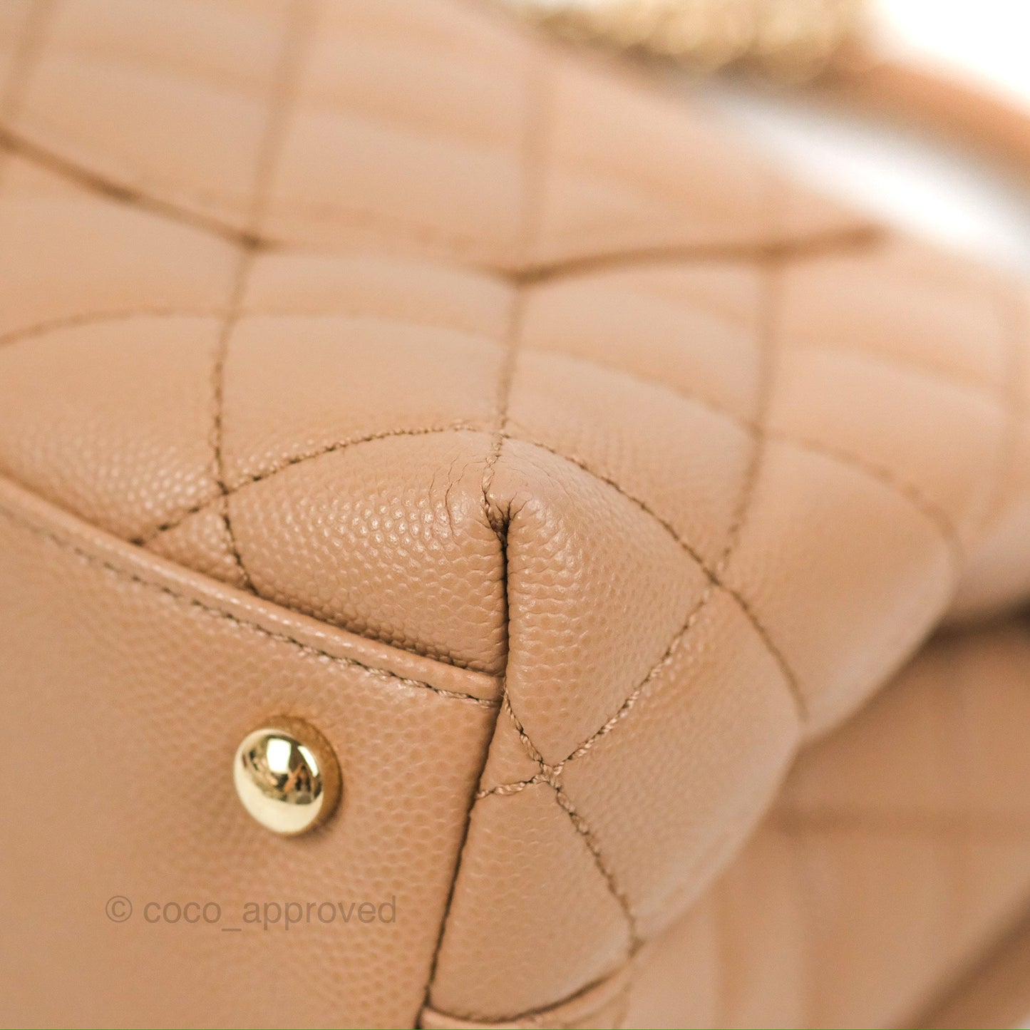 Chanel Small Coco Handle Quilted Dark Beige Caviar Gold Hardware