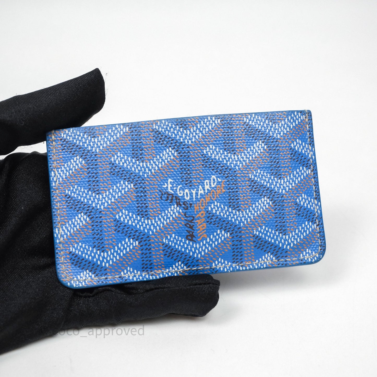 Goyard Card Holder Blue Goyardine Canvas