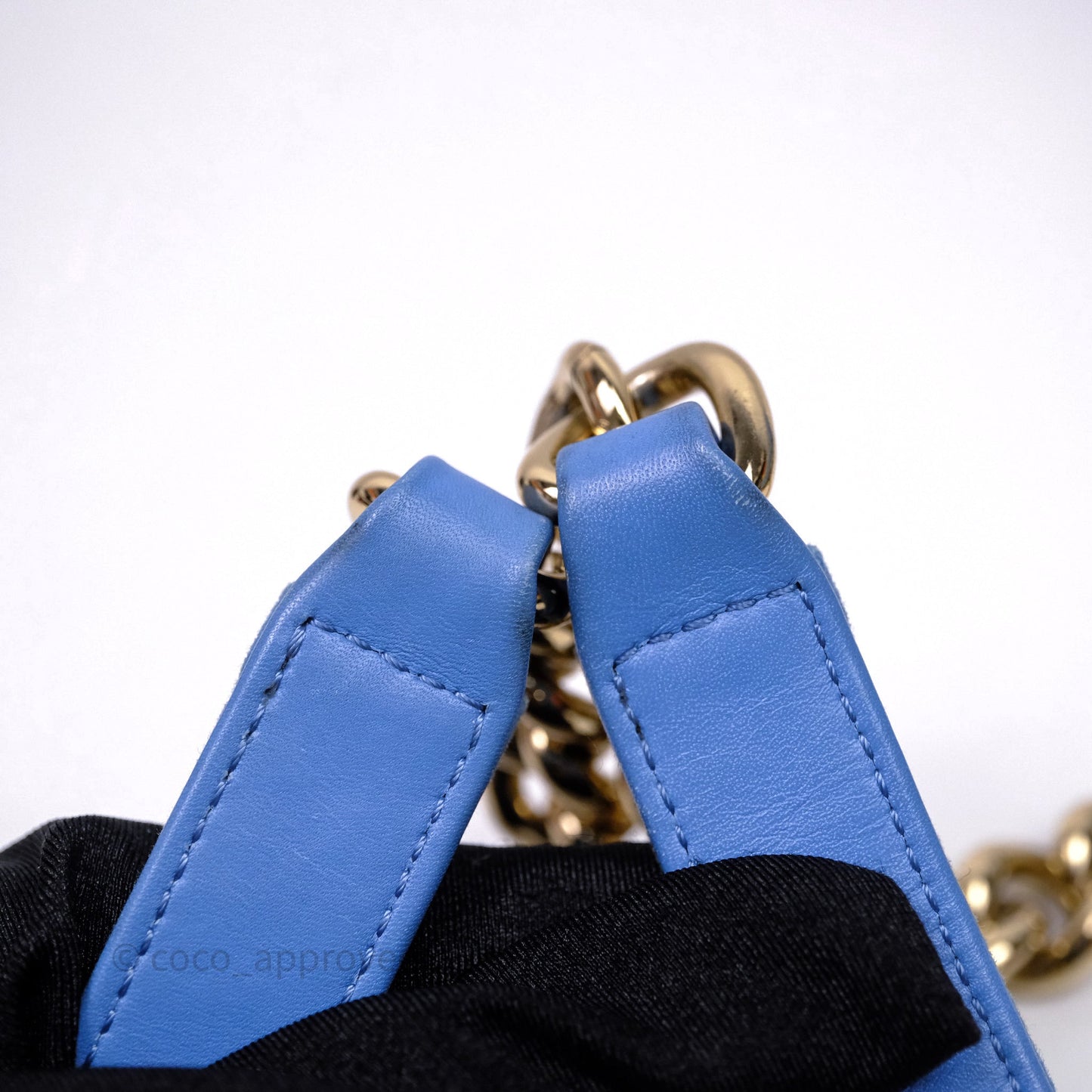 Chanel Small Boy Light Blue Pleated Denim Gold Hardware