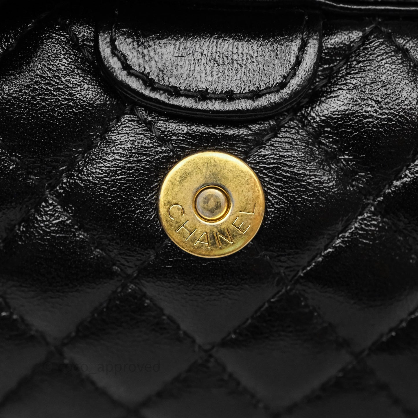 Chanel Mini Cocodoc Doctor Clutch with Chain Black Shiny Lambskin Aged Gold Hardware