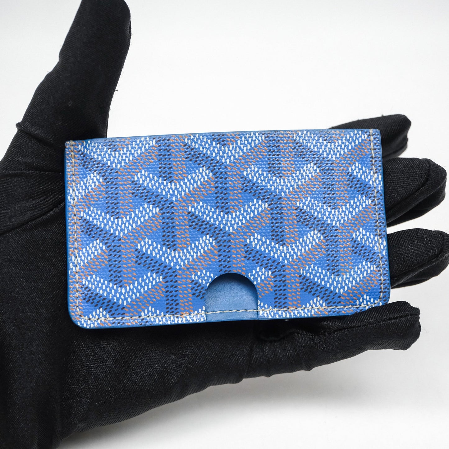 Goyard Card Holder Blue Goyardine Canvas
