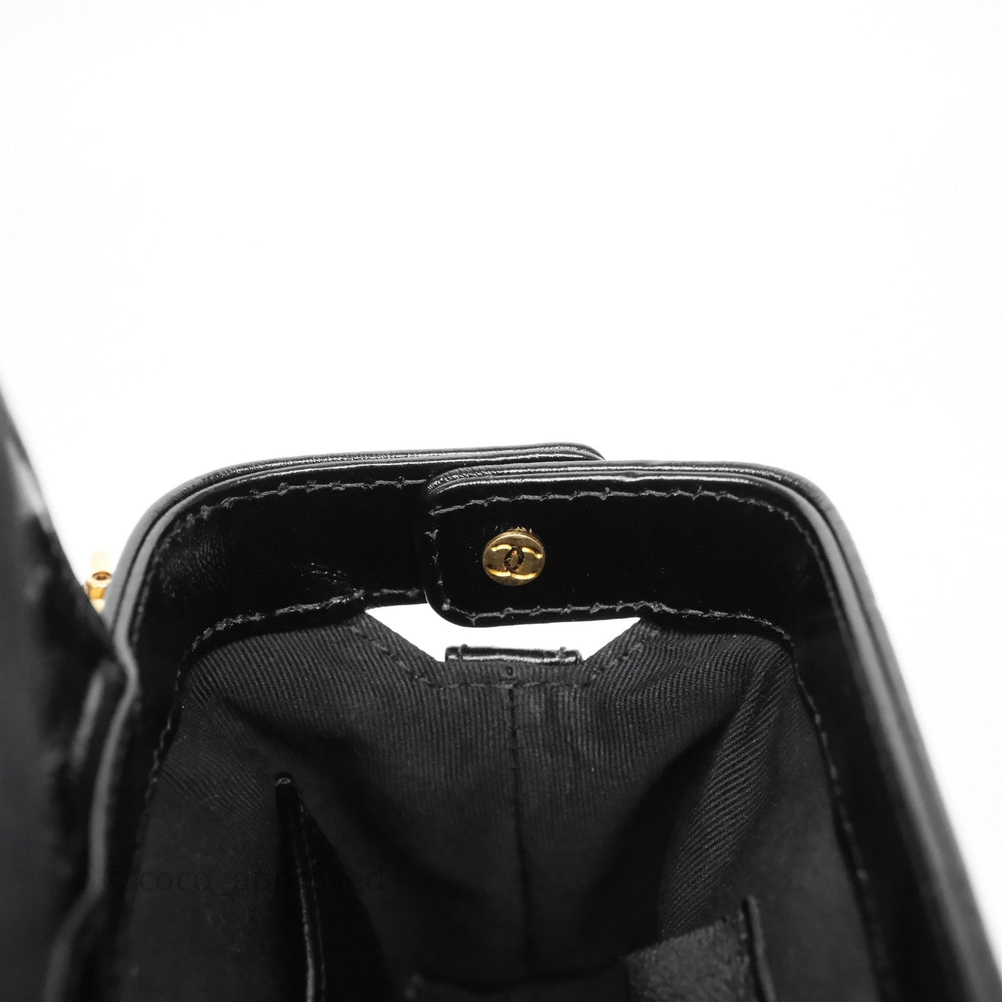 Chanel Mini Cocodoc Doctor Clutch with Chain Black Shiny Lambskin Aged Gold Hardware