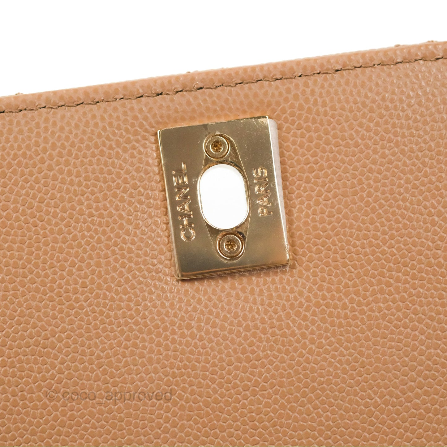 Chanel Small Coco Handle Quilted Dark Beige Caviar Gold Hardware