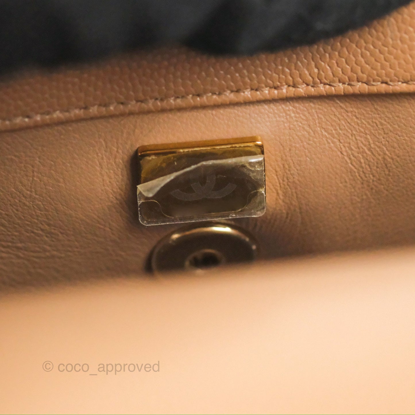Chanel Small Coco Handle Quilted Dark Beige Caviar Gold Hardware