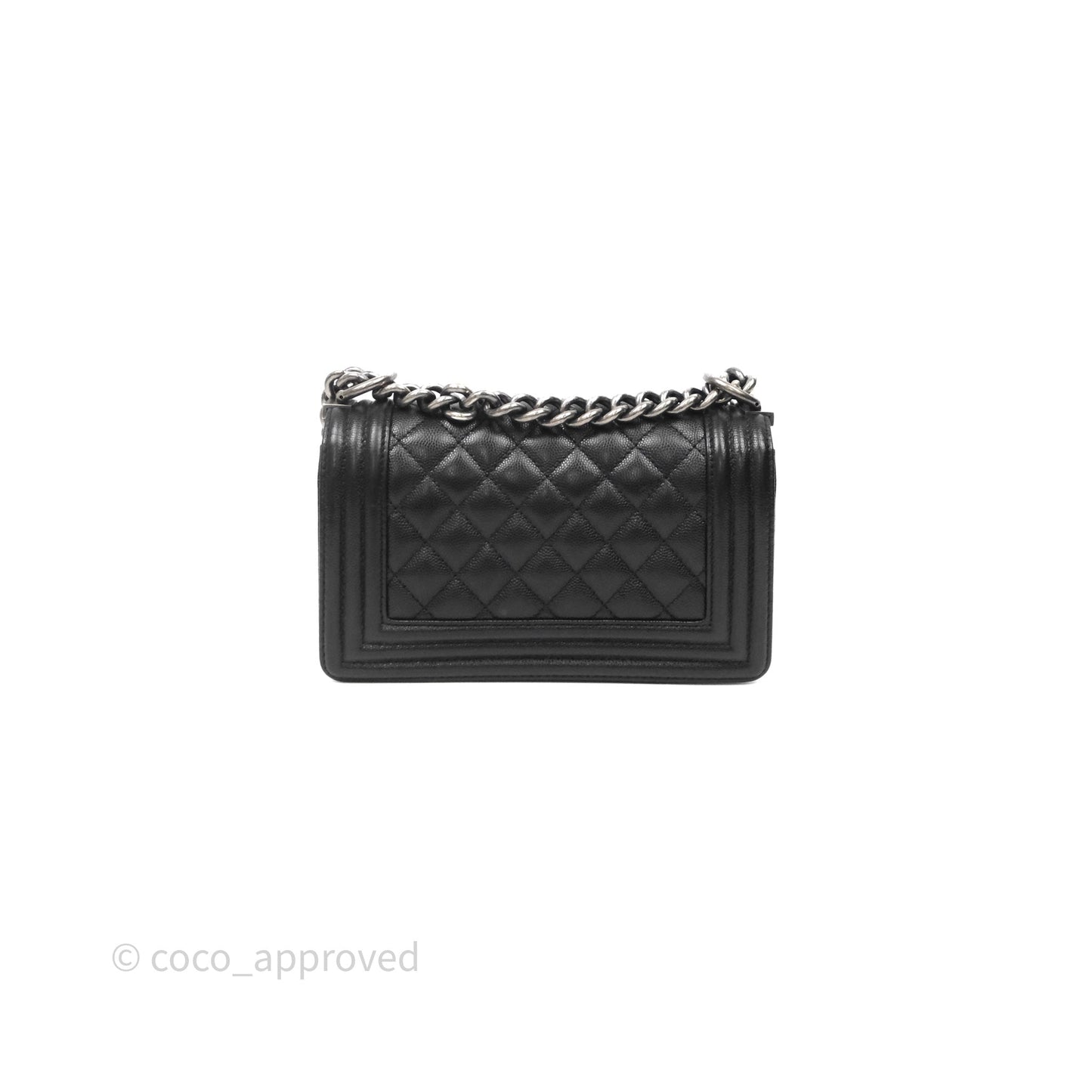 Chanel Small Boy Quilted Black Caviar Ruthenium Hardware