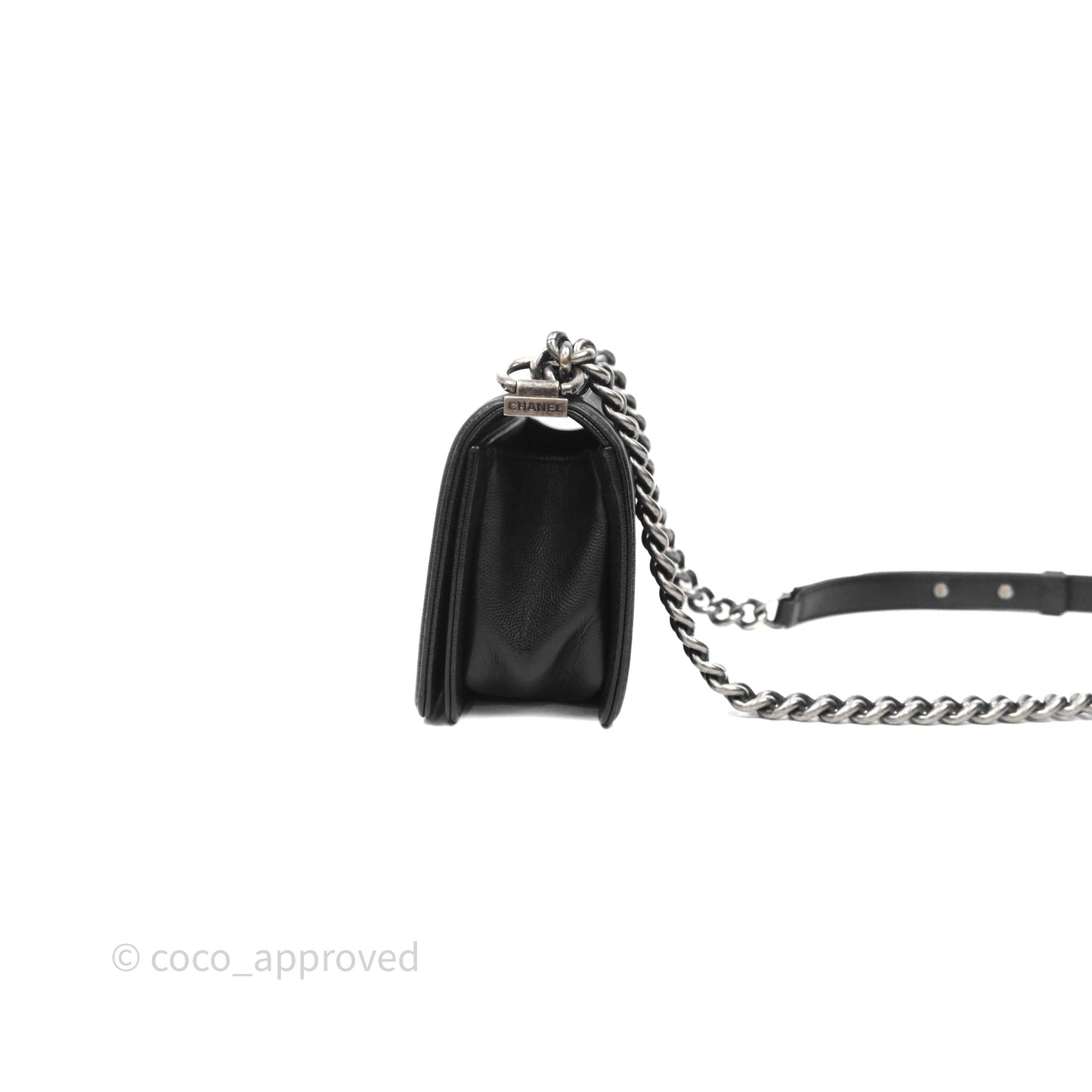 Chanel Small Boy Quilted Black Caviar Ruthenium Hardware