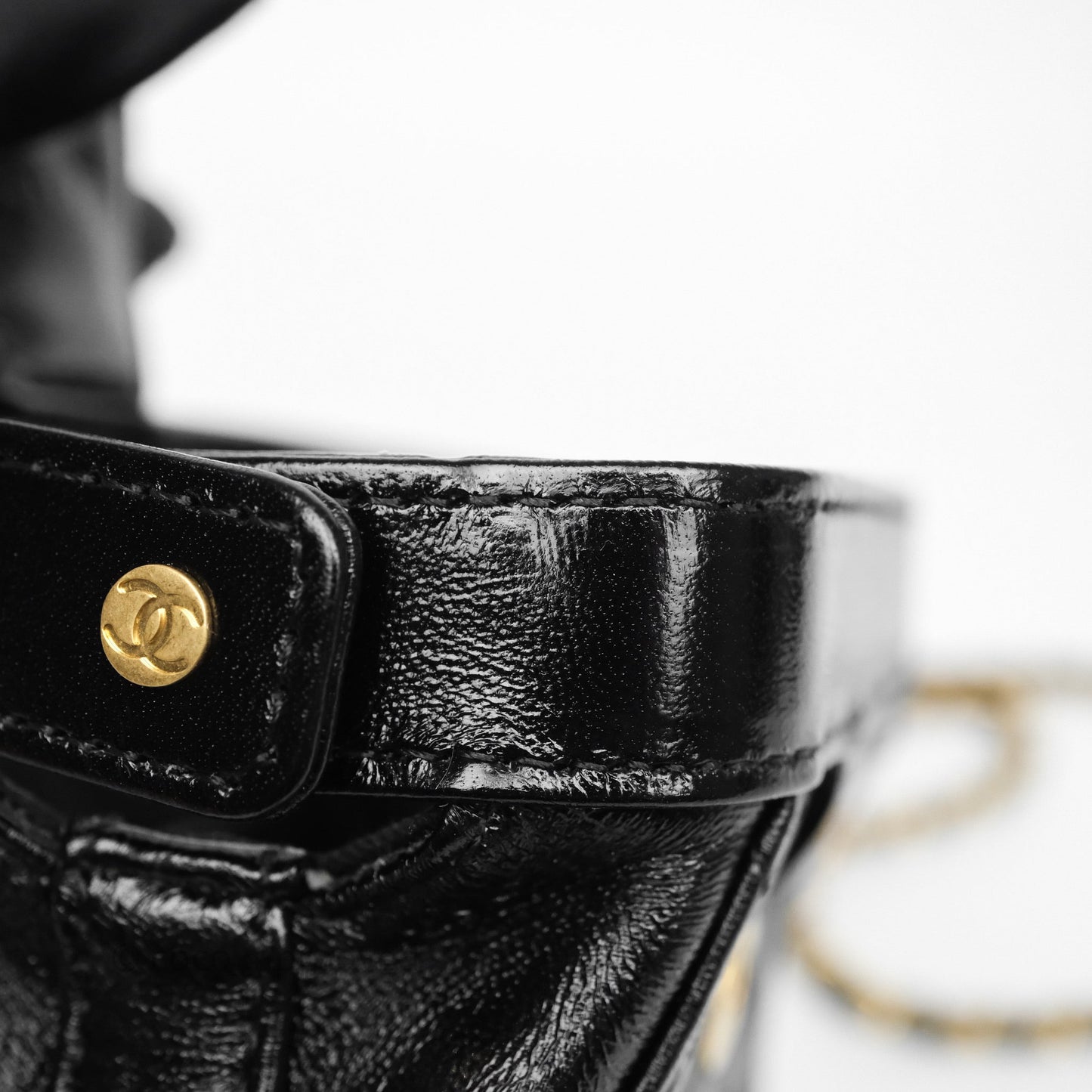 Chanel Mini Cocodoc Doctor Clutch with Chain Black Shiny Lambskin Aged Gold Hardware