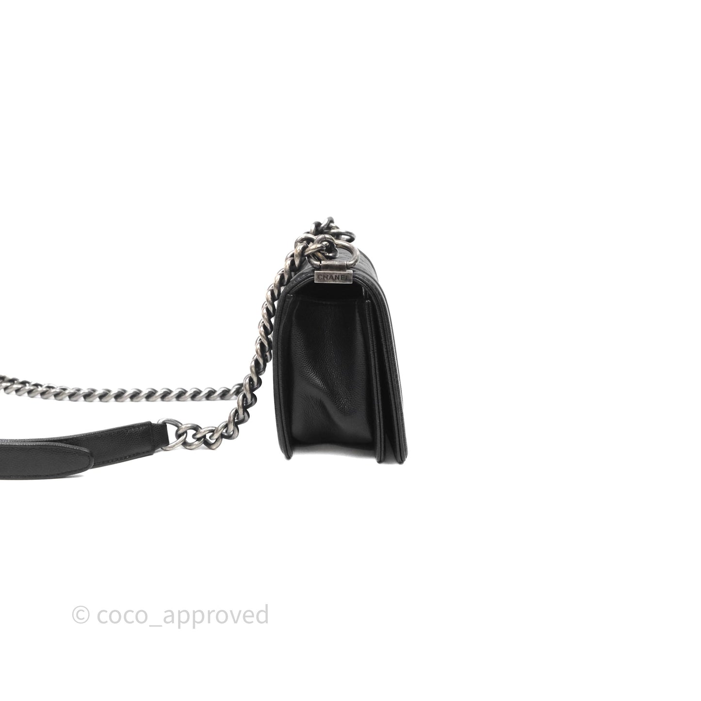 Chanel Small Boy Quilted Black Caviar Ruthenium Hardware
