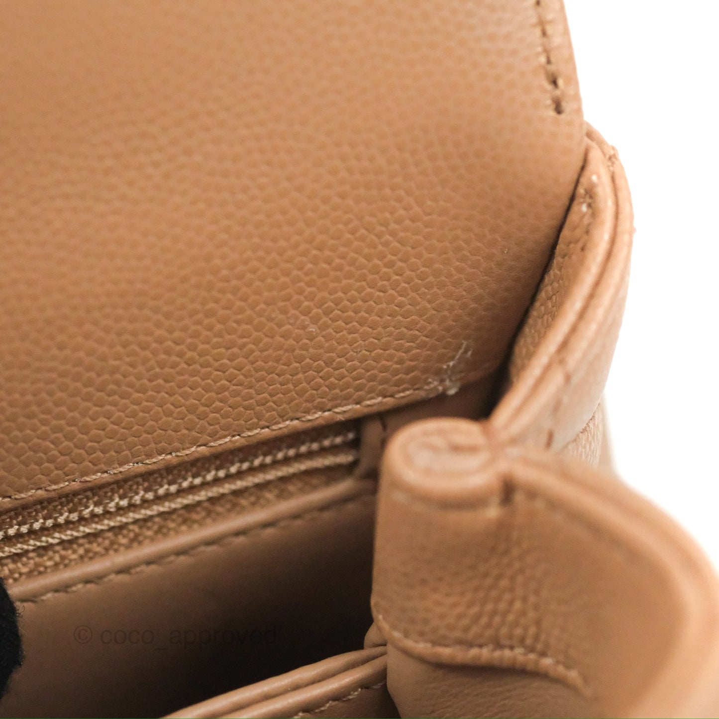 Chanel Small Coco Handle Quilted Dark Beige Caviar Gold Hardware