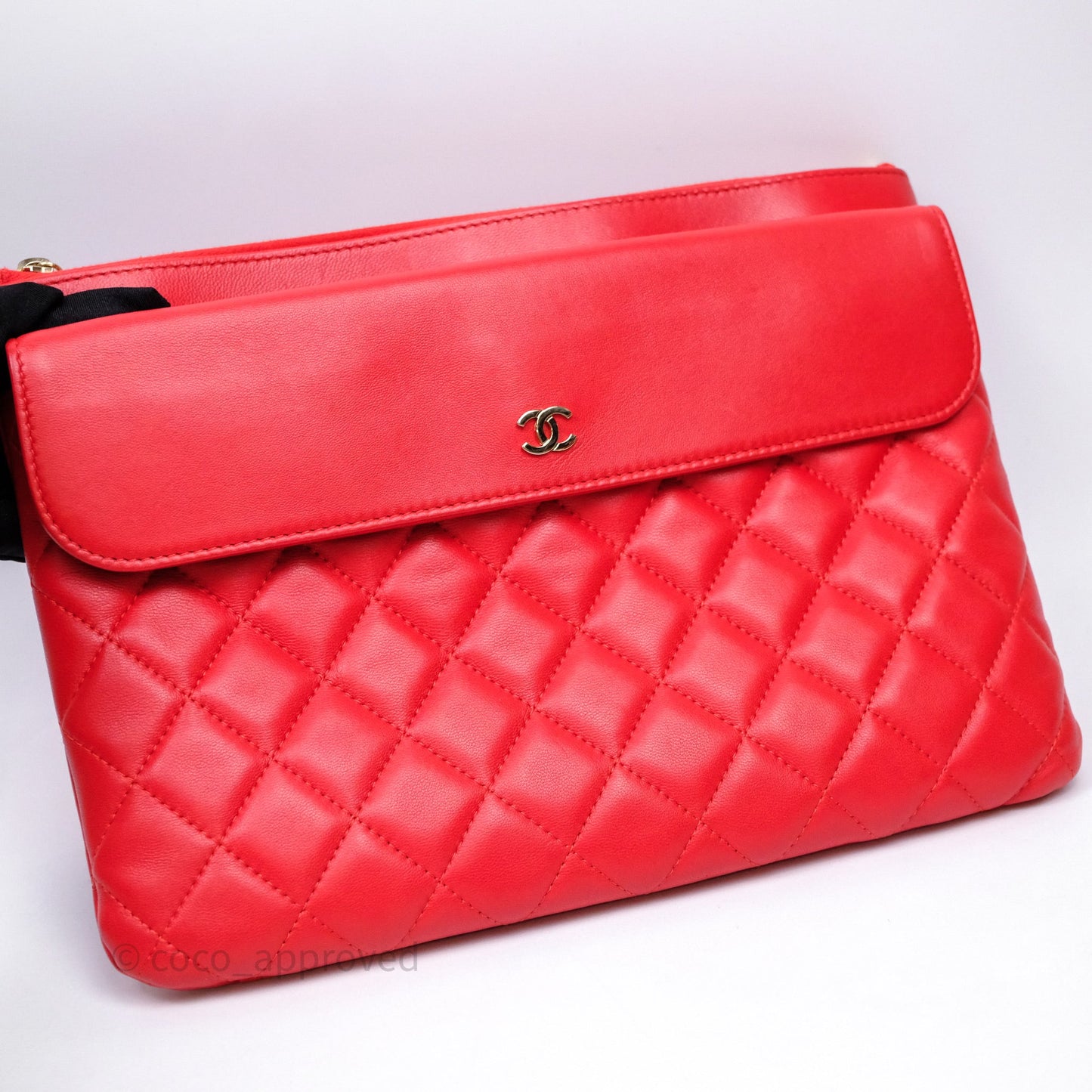 Chanel Flap O Case Clutch Red Lambskin Gold Hardware