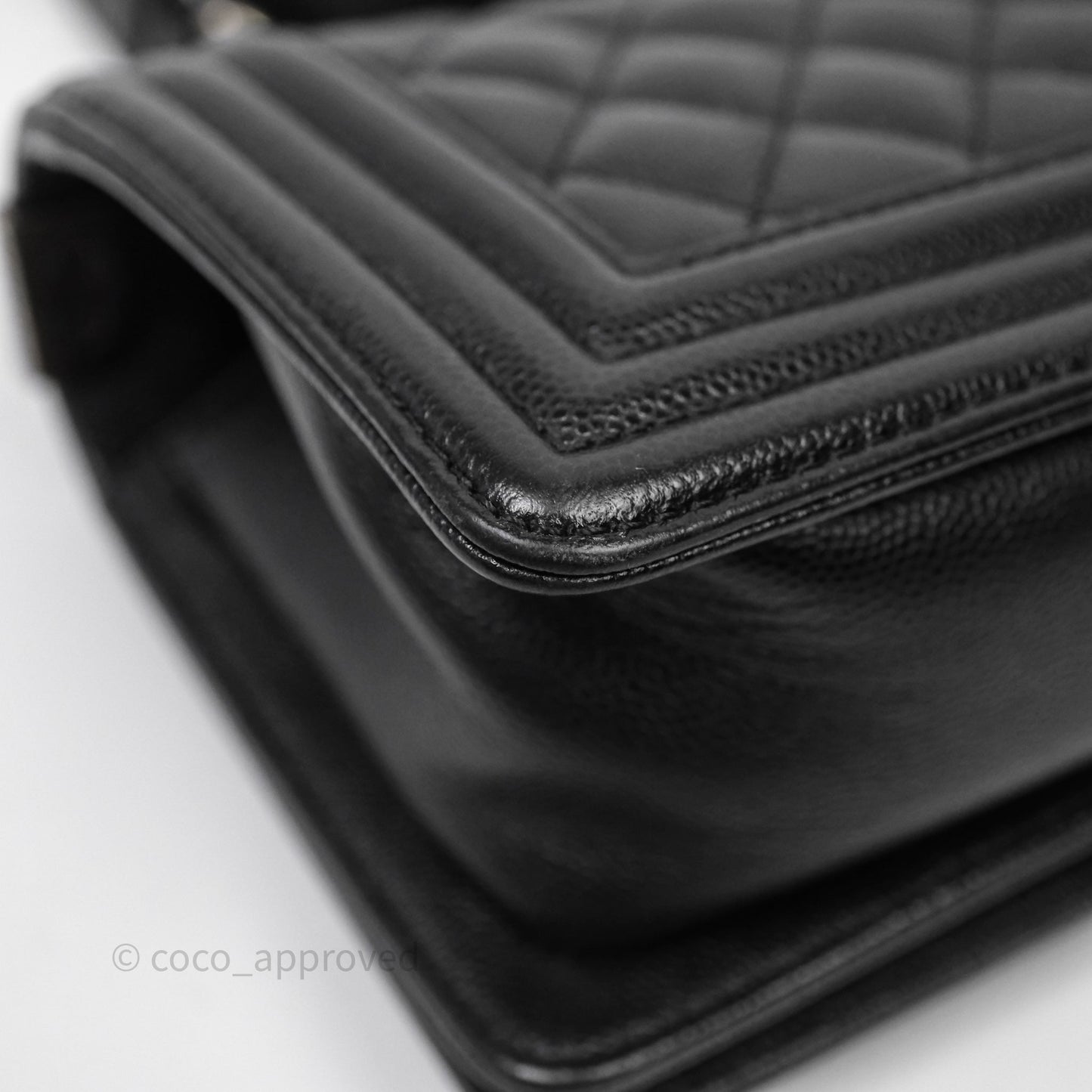 Chanel Small Boy Quilted Black Caviar Ruthenium Hardware