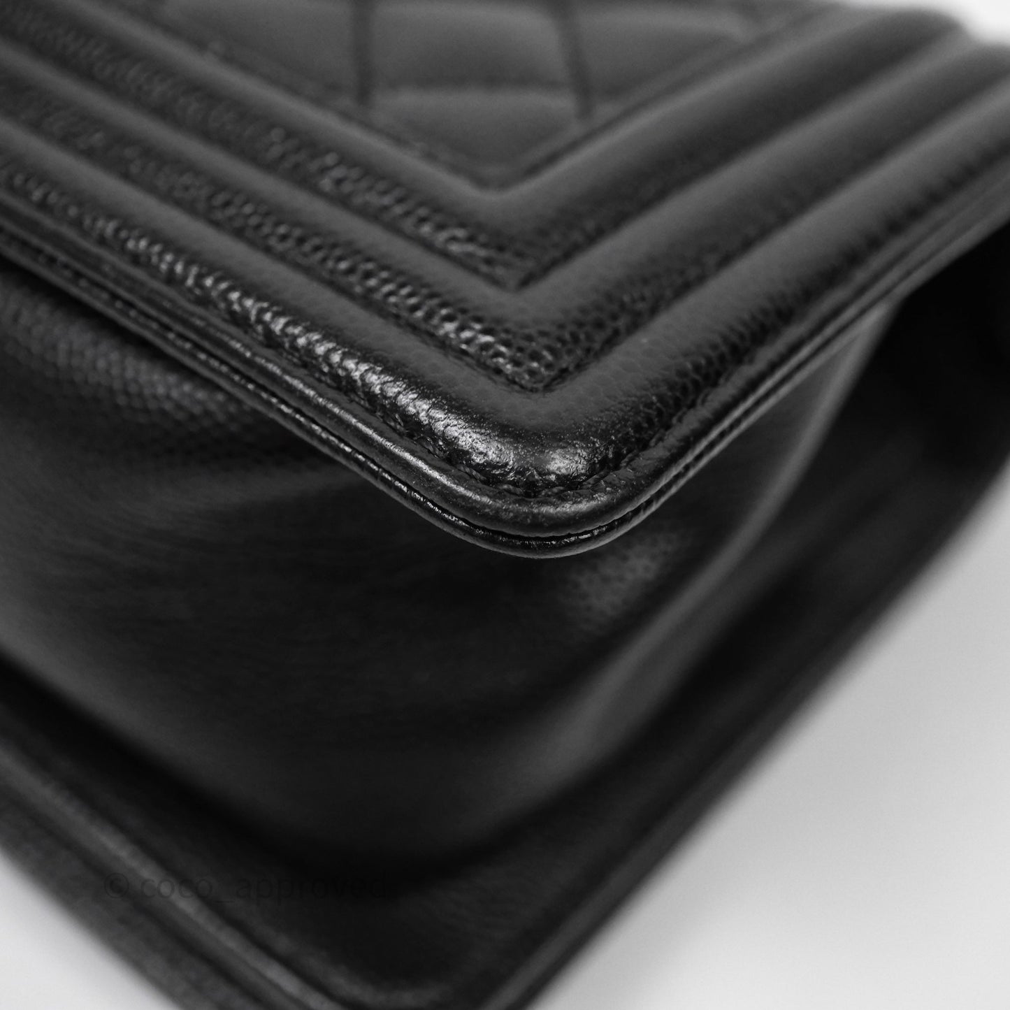 Chanel Small Boy Quilted Black Caviar Ruthenium Hardware