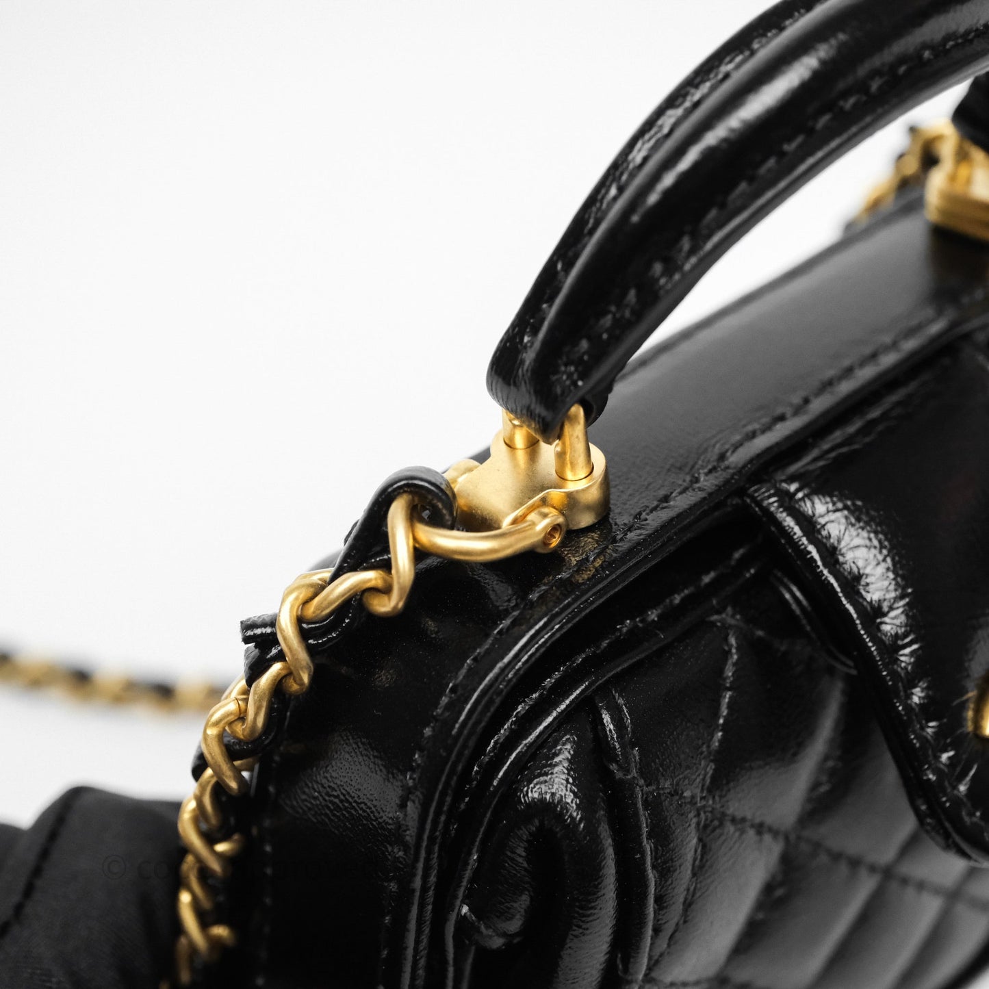 Chanel Mini Cocodoc Doctor Clutch with Chain Black Shiny Lambskin Aged Gold Hardware