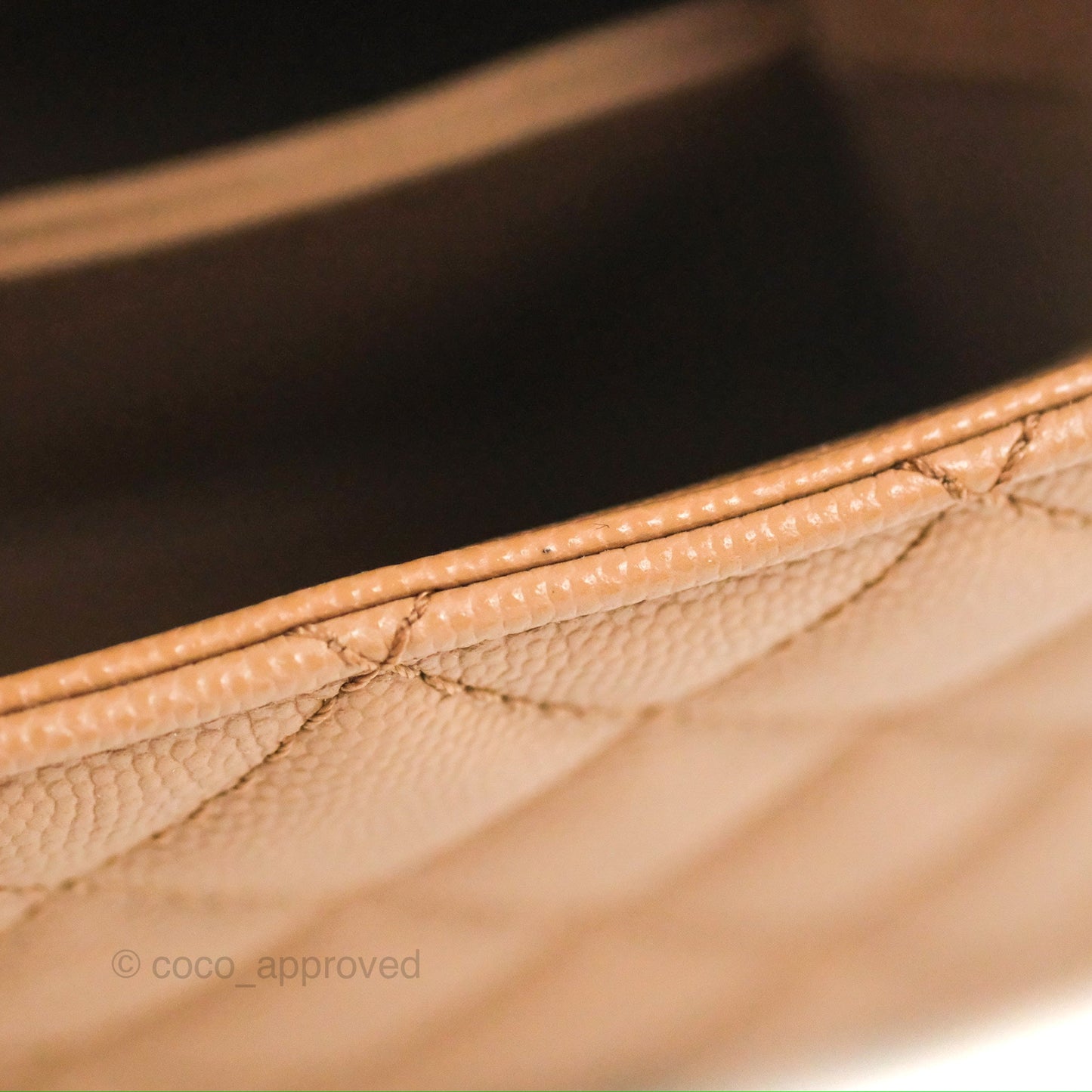 Chanel Small Coco Handle Quilted Dark Beige Caviar Gold Hardware