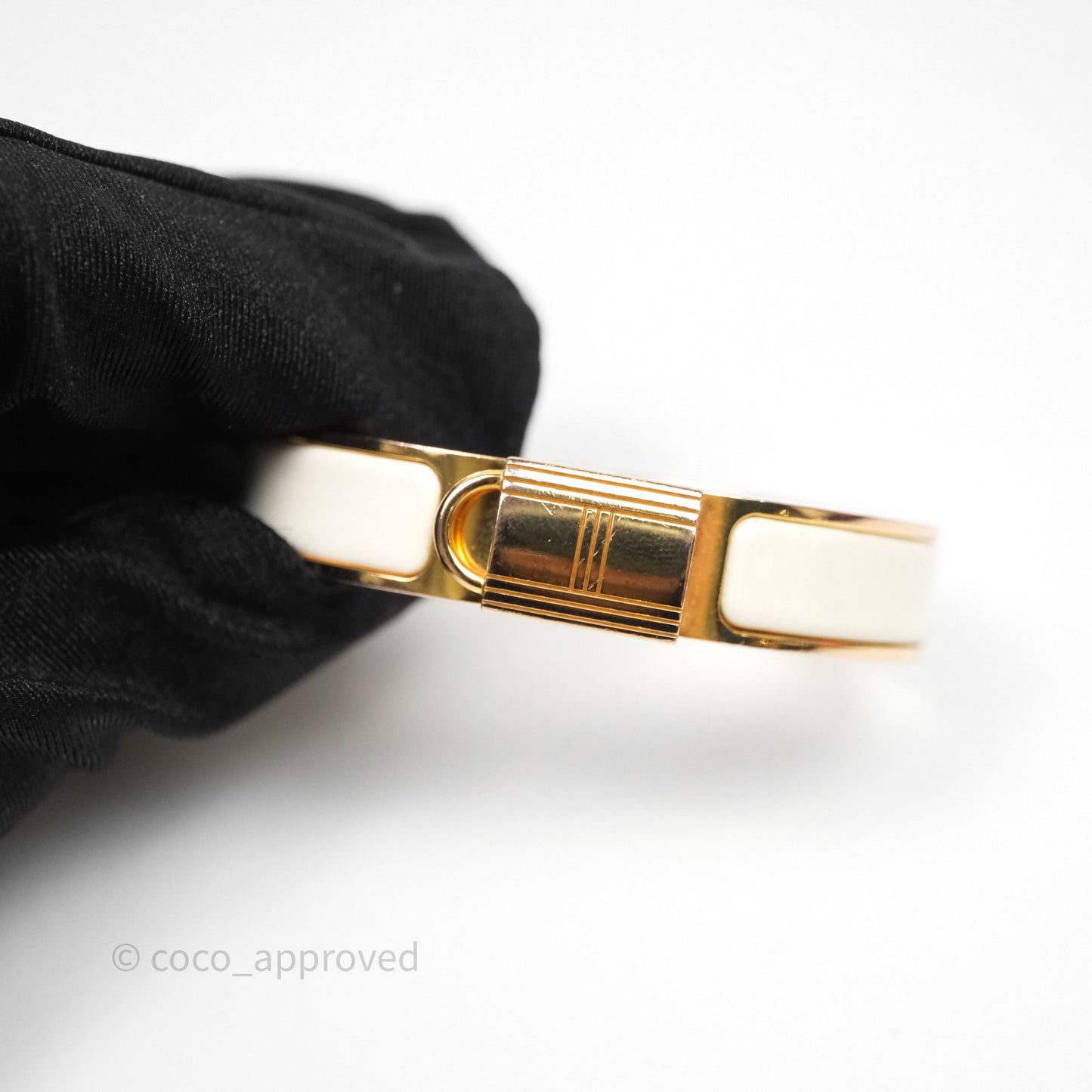 Hermes Clic Cadenas Bracelet Ivory White Gold Hardware