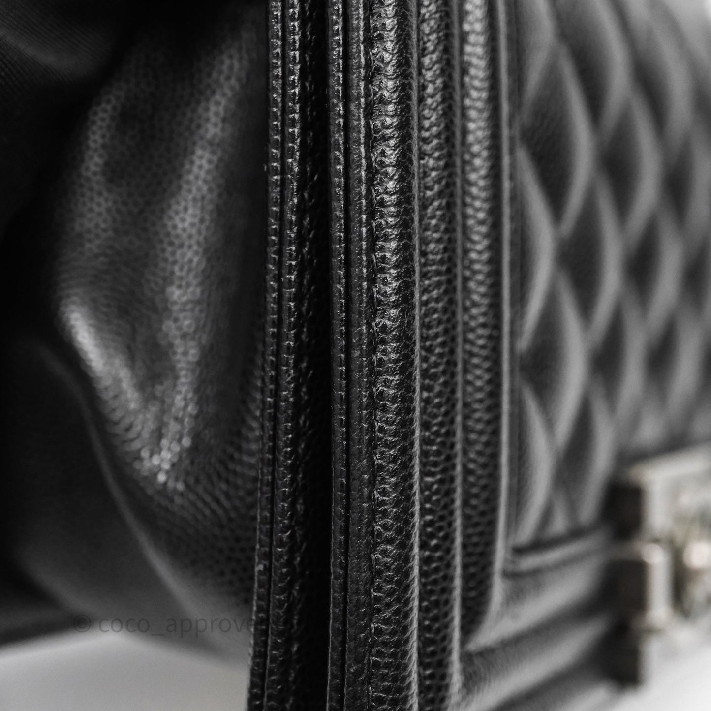 Chanel Small Boy Quilted Black Caviar Ruthenium Hardware