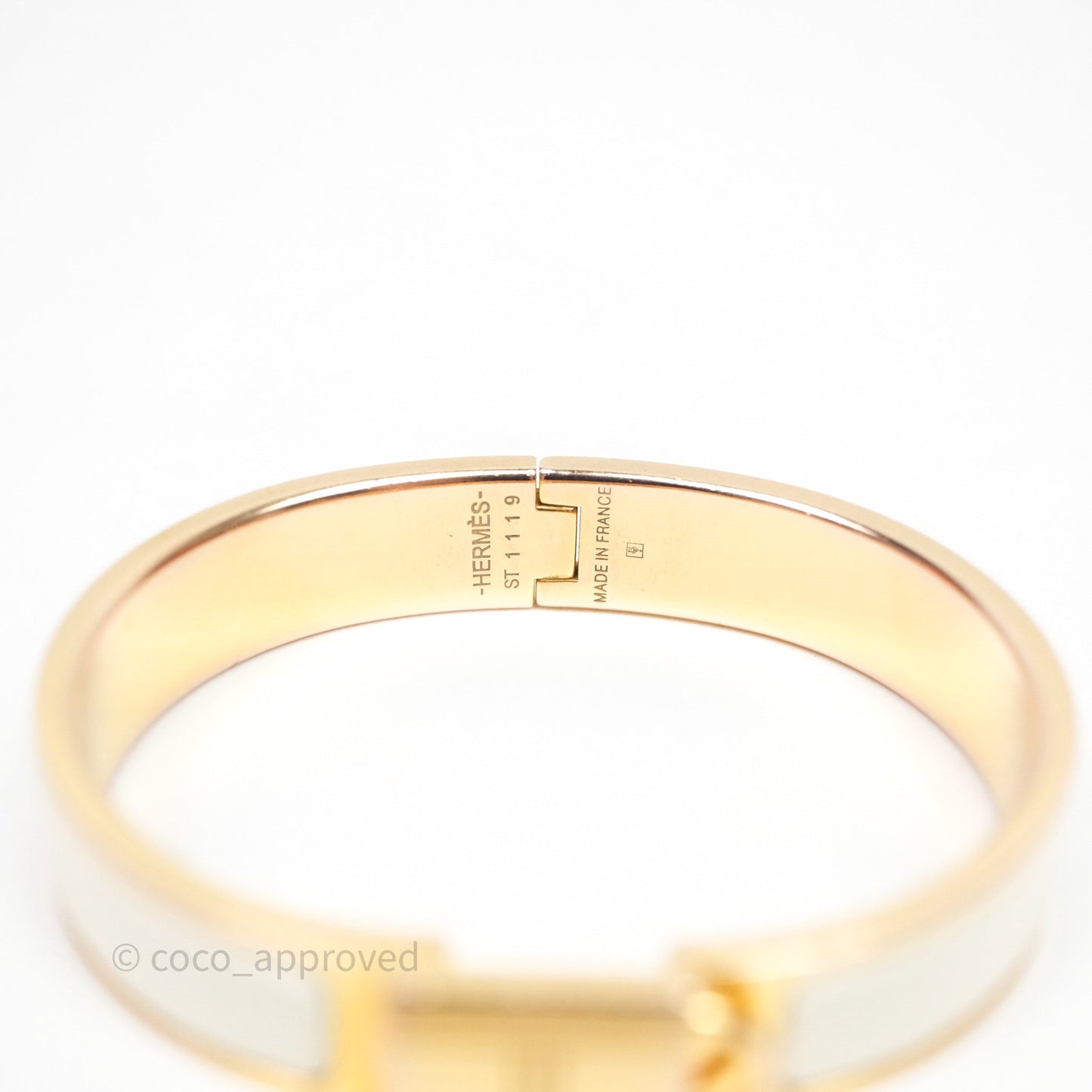 Hermes Clic Cadenas Bracelet Ivory White Gold Hardware