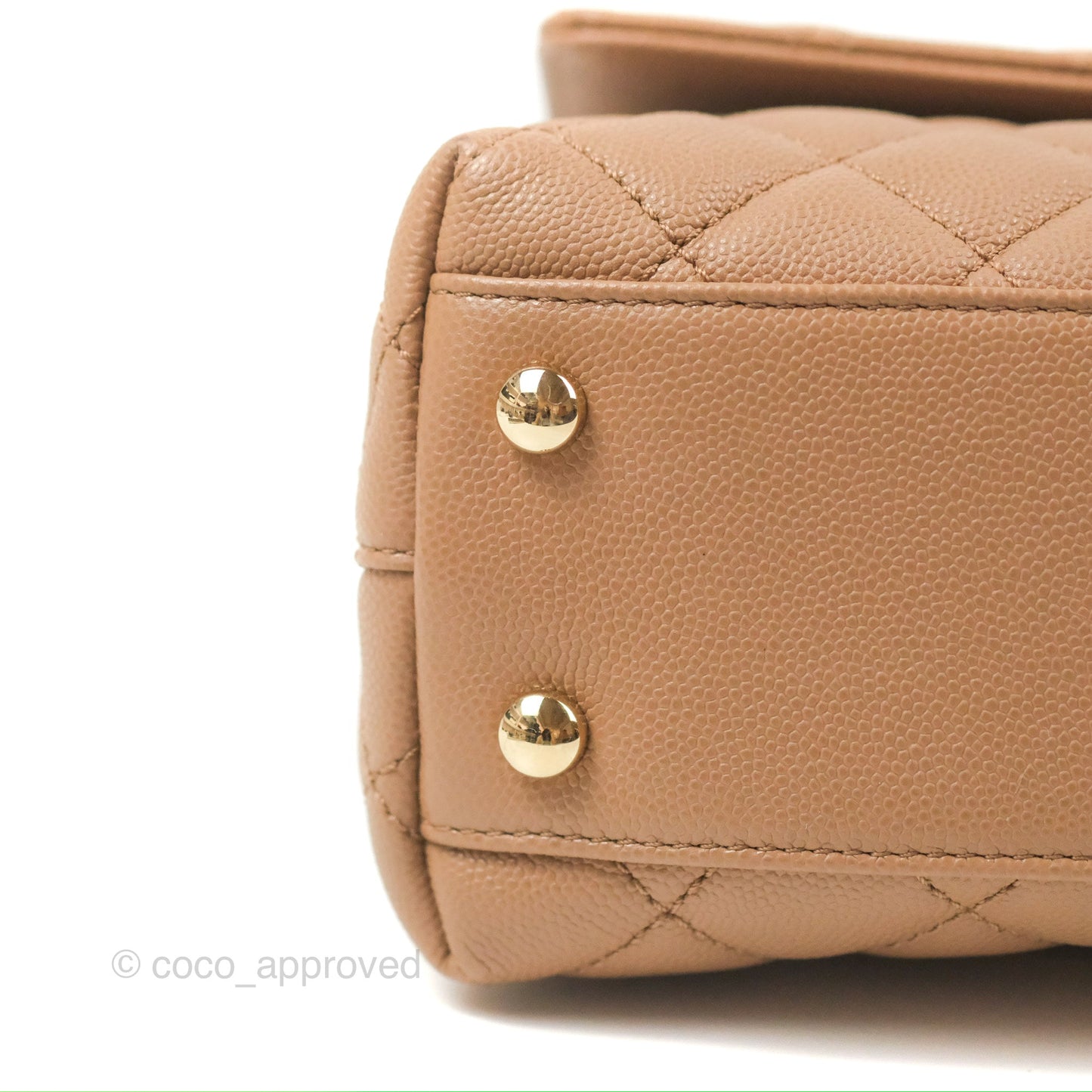 Chanel Small Coco Handle Quilted Dark Beige Caviar Gold Hardware