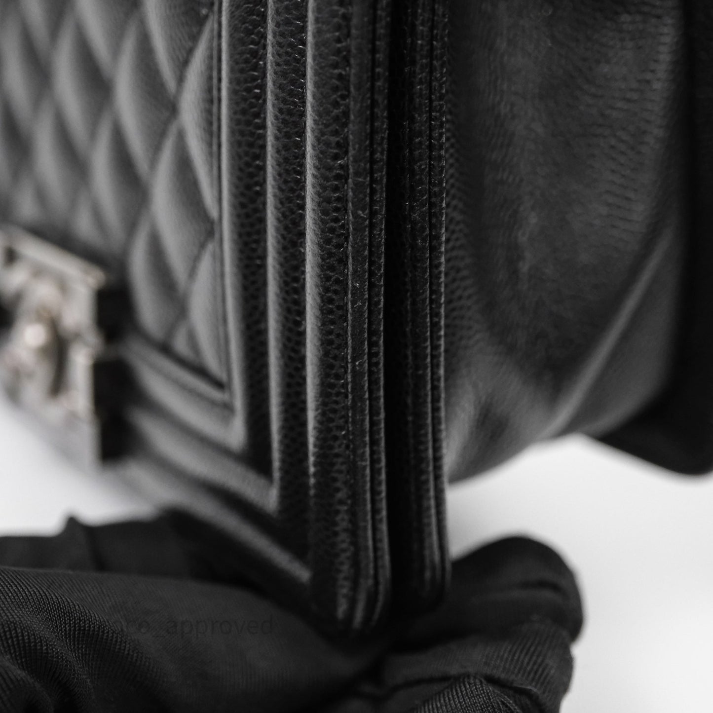 Chanel Small Boy Quilted Black Caviar Ruthenium Hardware