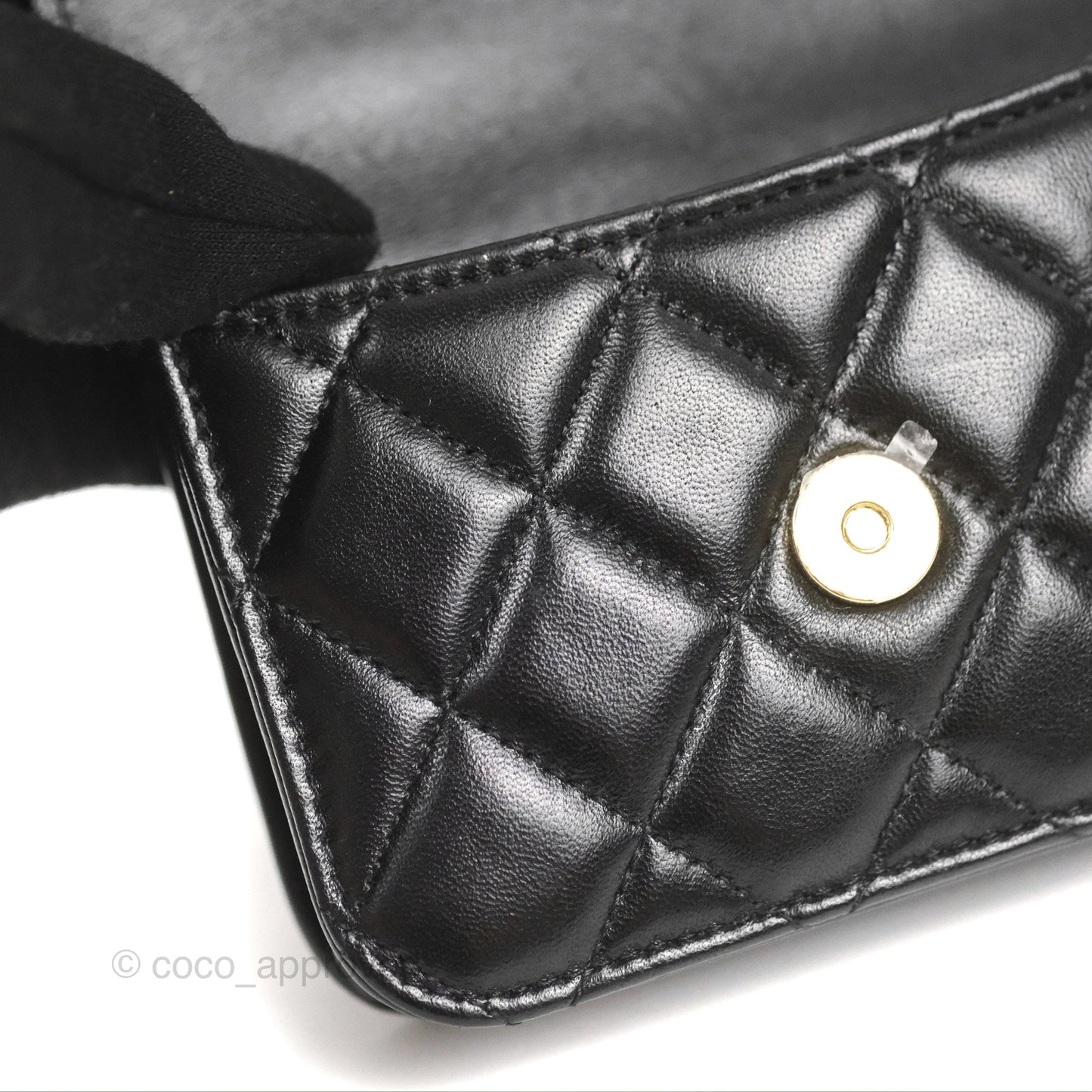 Chanel Mini Handle Flap Coin Purse With Chain Black Lambskin Gold Hardware