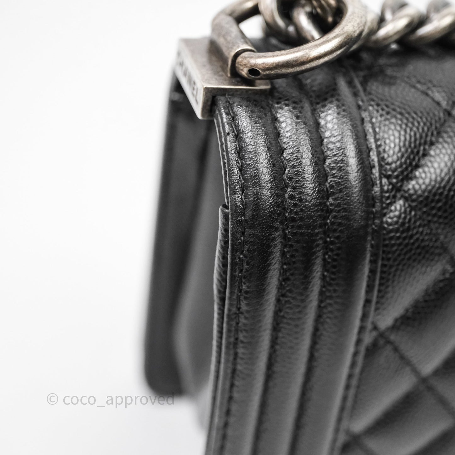 Chanel Small Boy Quilted Black Caviar Ruthenium Hardware