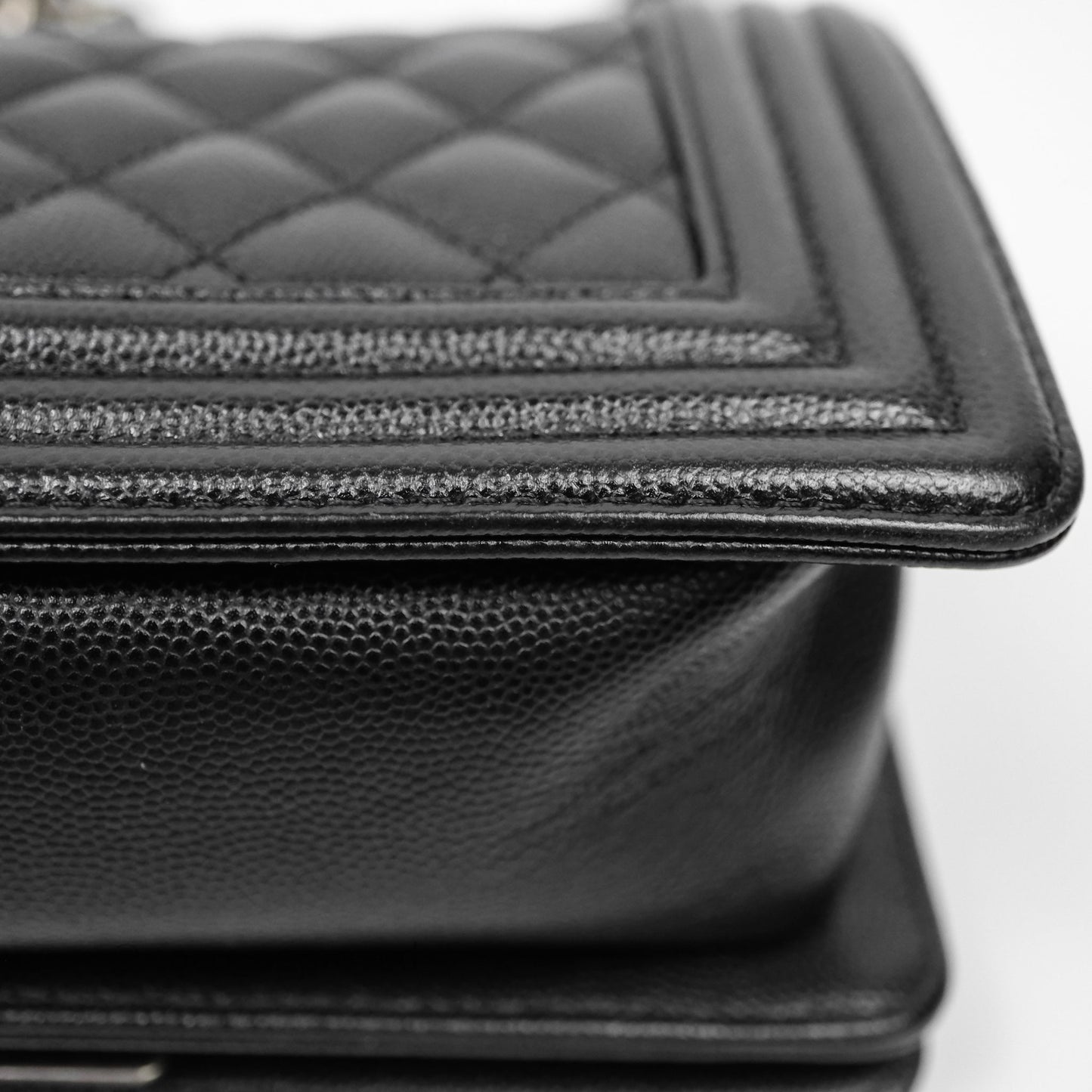 Chanel Small Boy Quilted Black Caviar Ruthenium Hardware