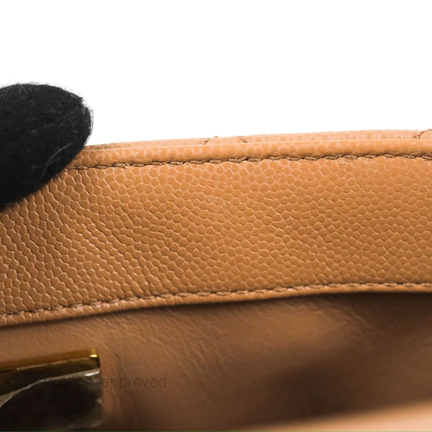 Chanel Small Coco Handle Quilted Dark Beige Caviar Gold Hardware