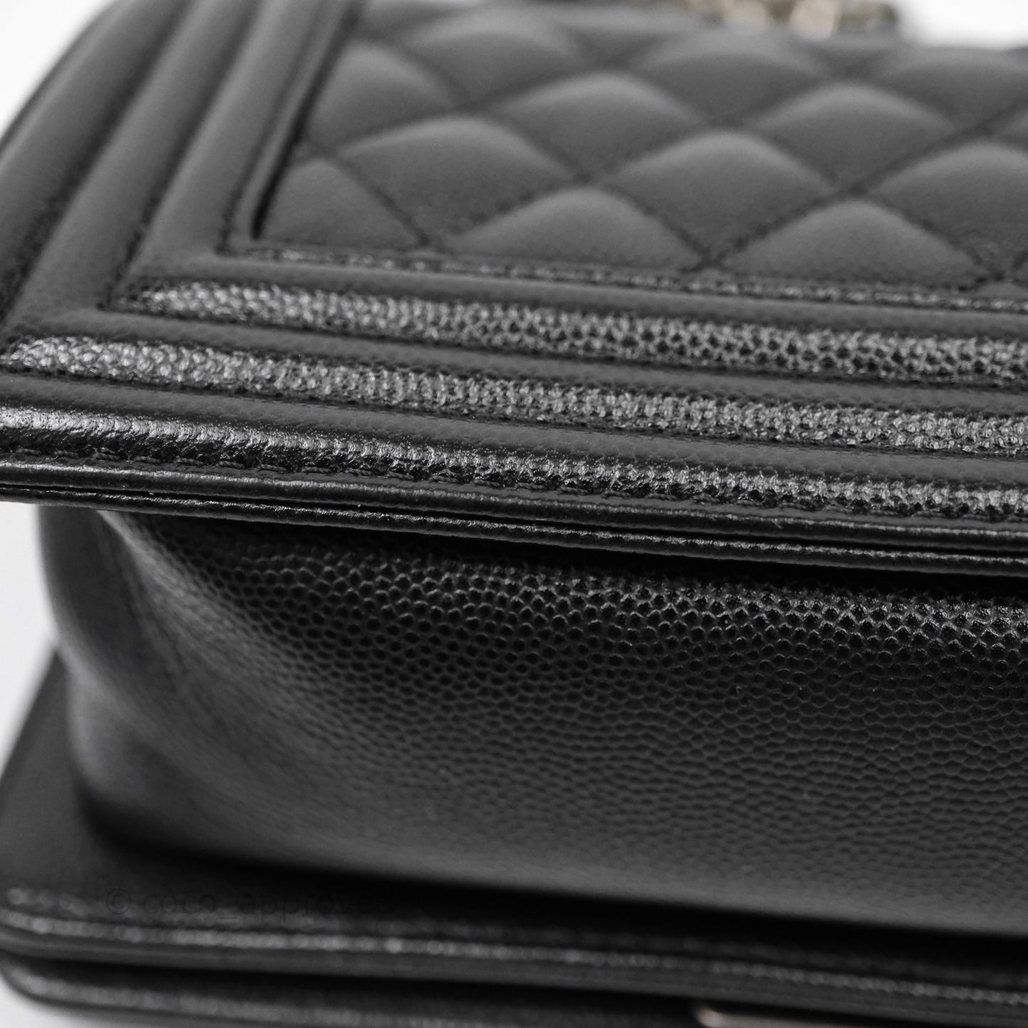 Chanel Small Boy Quilted Black Caviar Ruthenium Hardware
