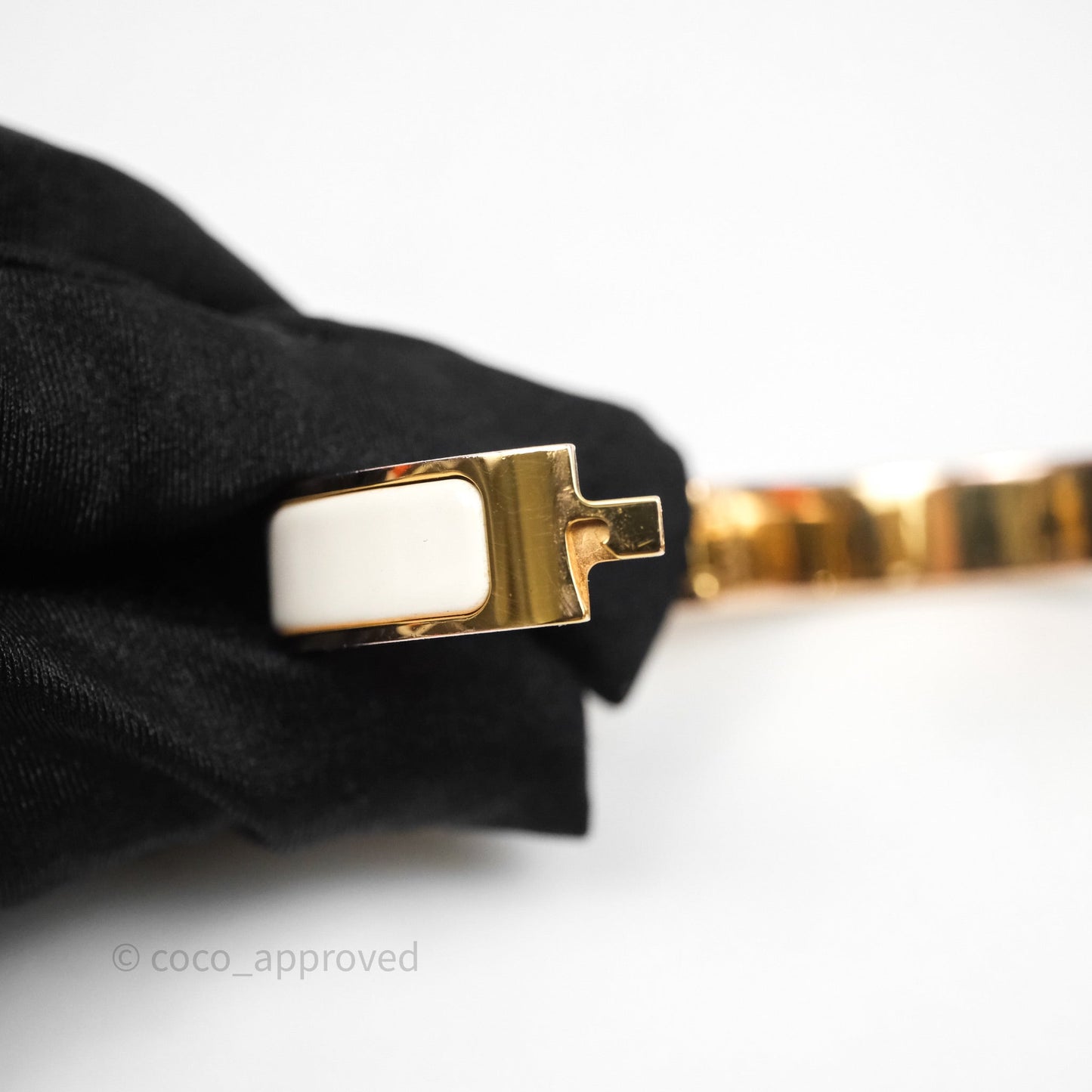 Hermes Clic Cadenas Bracelet Ivory White Gold Hardware
