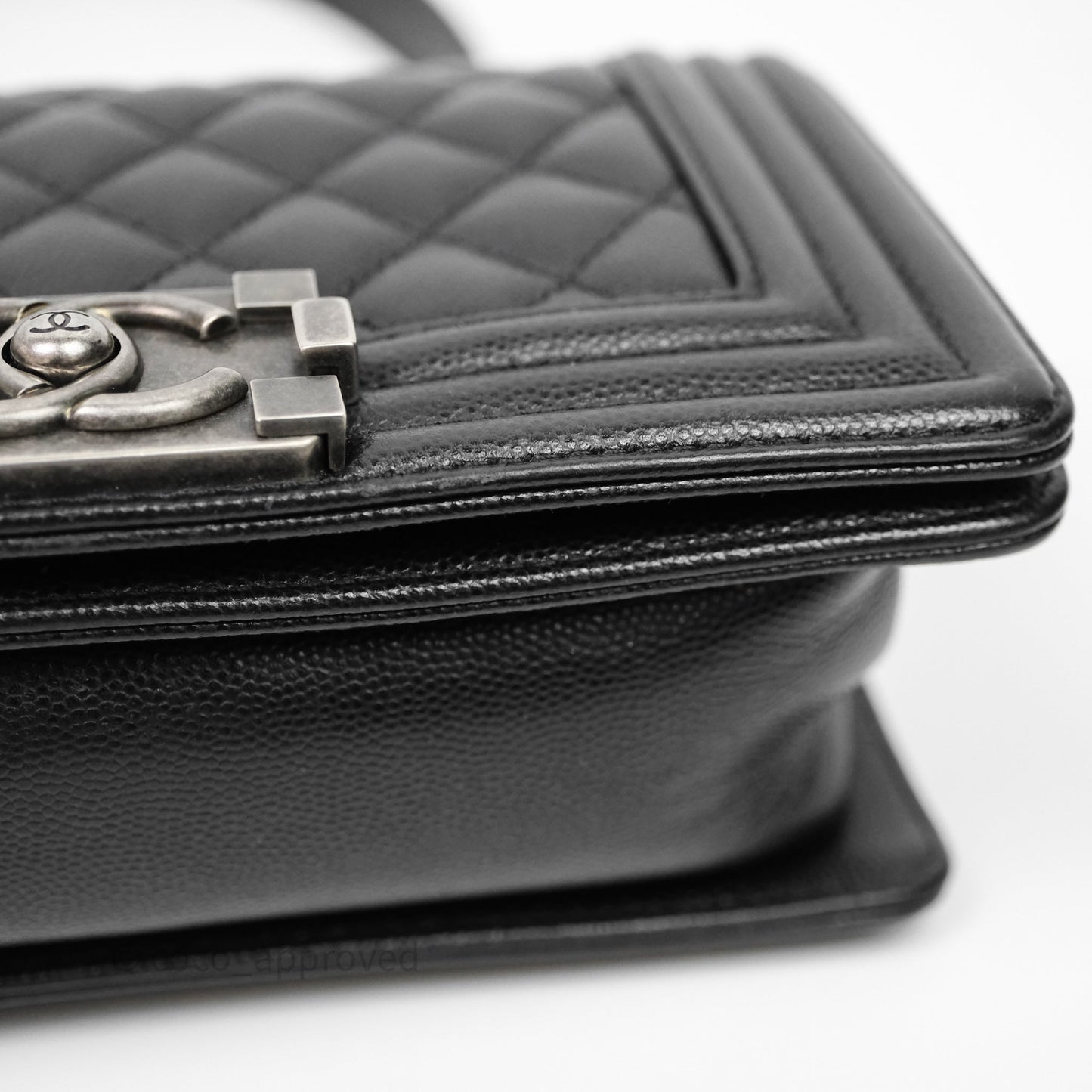 Chanel Small Boy Quilted Black Caviar Ruthenium Hardware