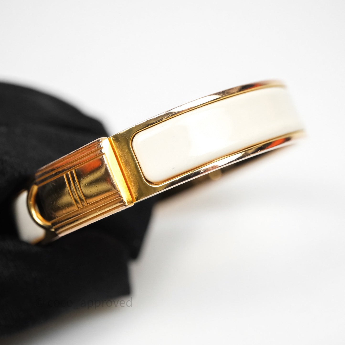 Hermes Clic Cadenas Bracelet Ivory White Gold Hardware