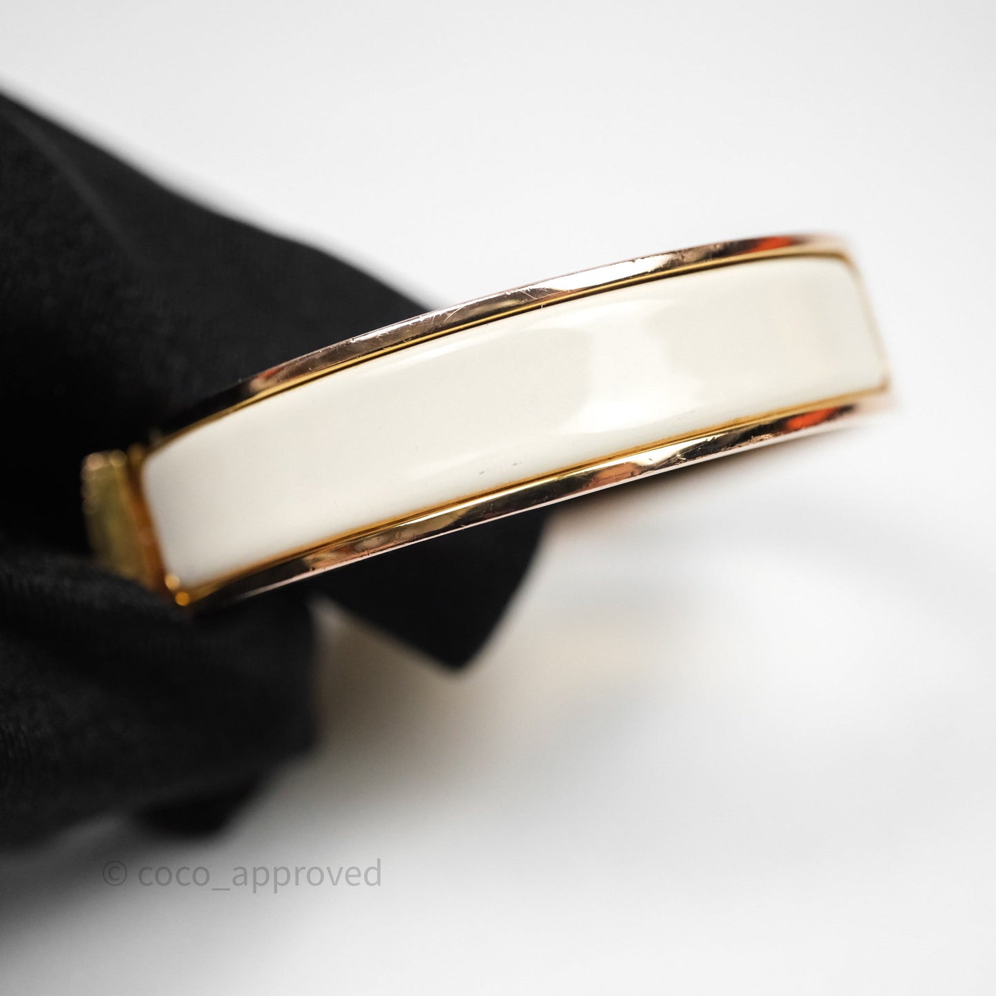 Hermes Clic Cadenas Bracelet Ivory White Gold Hardware