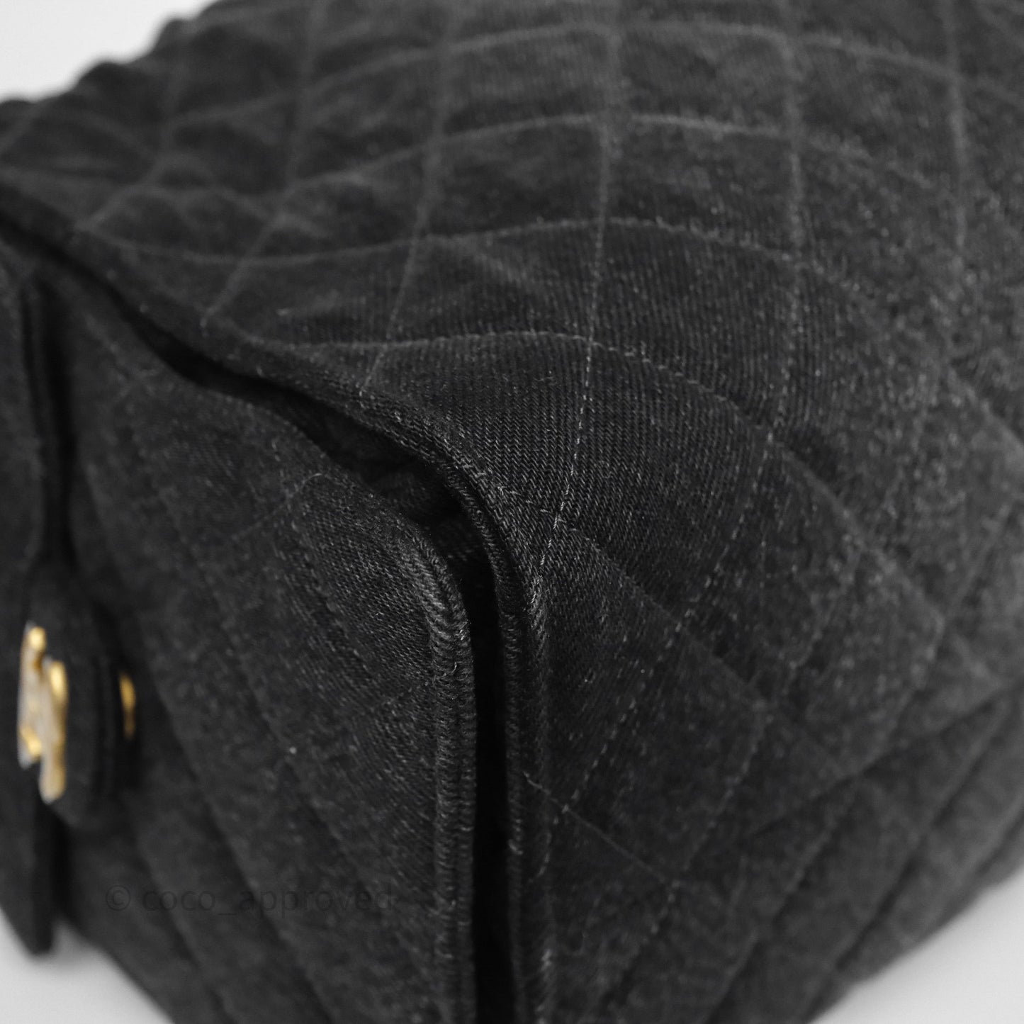 Chanel 25 Medium Washed Denim Black Aged Gold Hardware