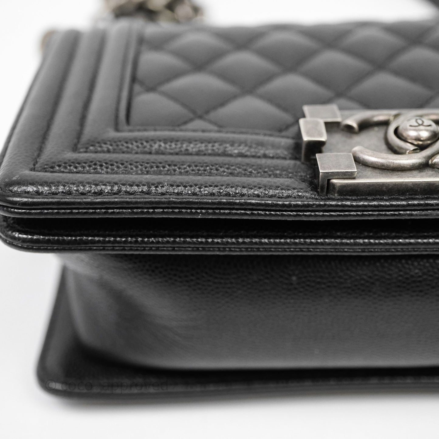 Chanel Small Boy Quilted Black Caviar Ruthenium Hardware