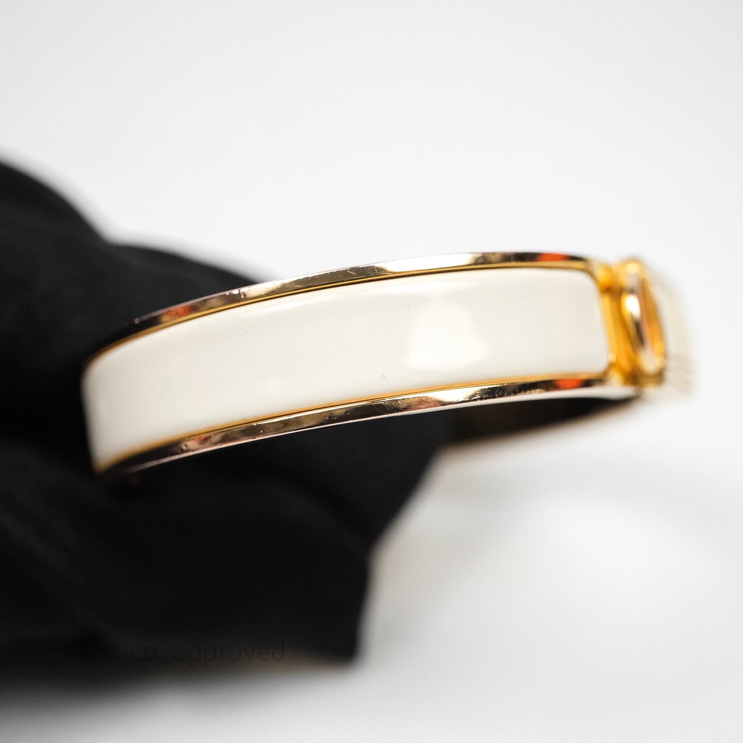 Hermes Clic Cadenas Bracelet Ivory White Gold Hardware