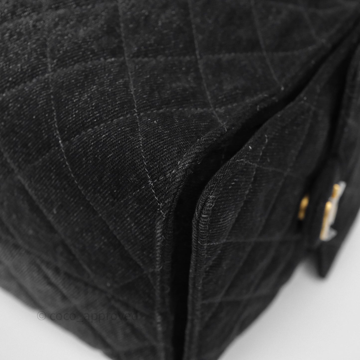 Chanel 25 Medium Washed Denim Black Aged Gold Hardware