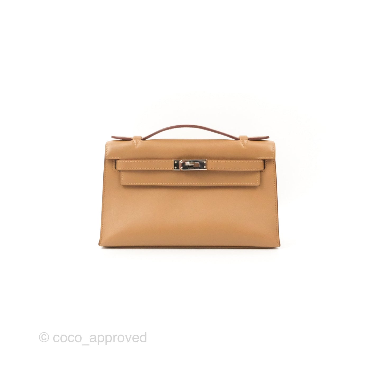 Hermès Kelly Pochette Clutch Biscuit 48 Swift Palladium Hardware