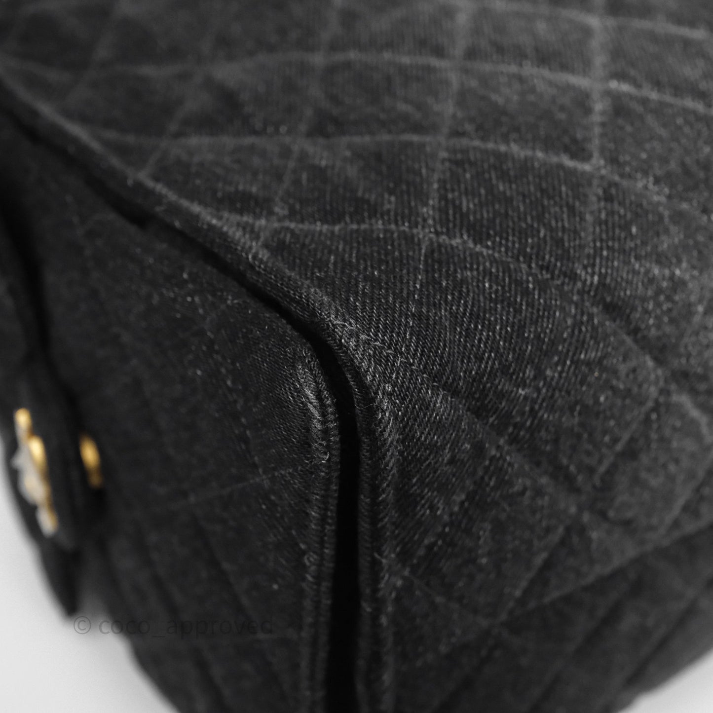 Chanel 25 Medium Washed Denim Black Aged Gold Hardware