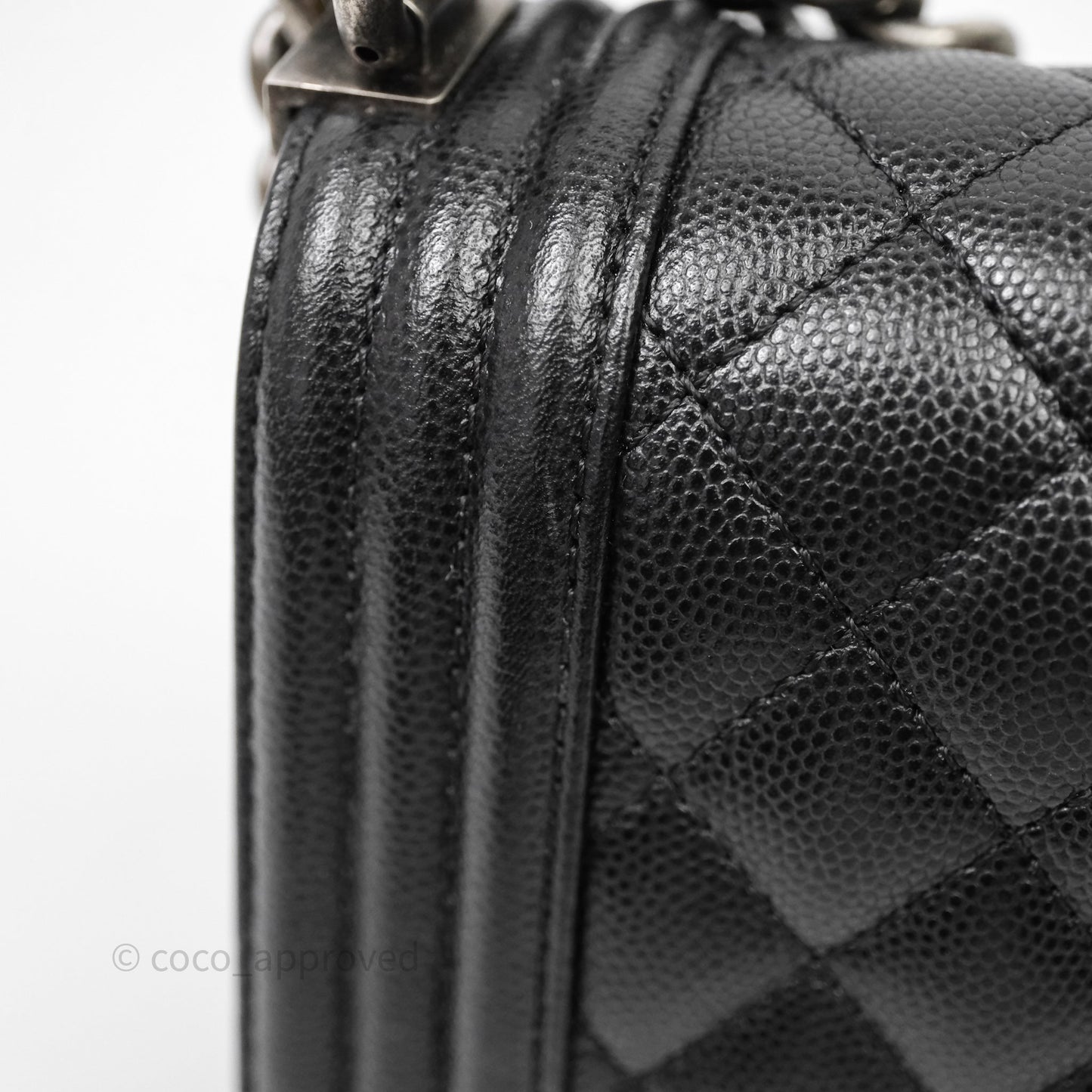 Chanel Small Boy Quilted Black Caviar Ruthenium Hardware