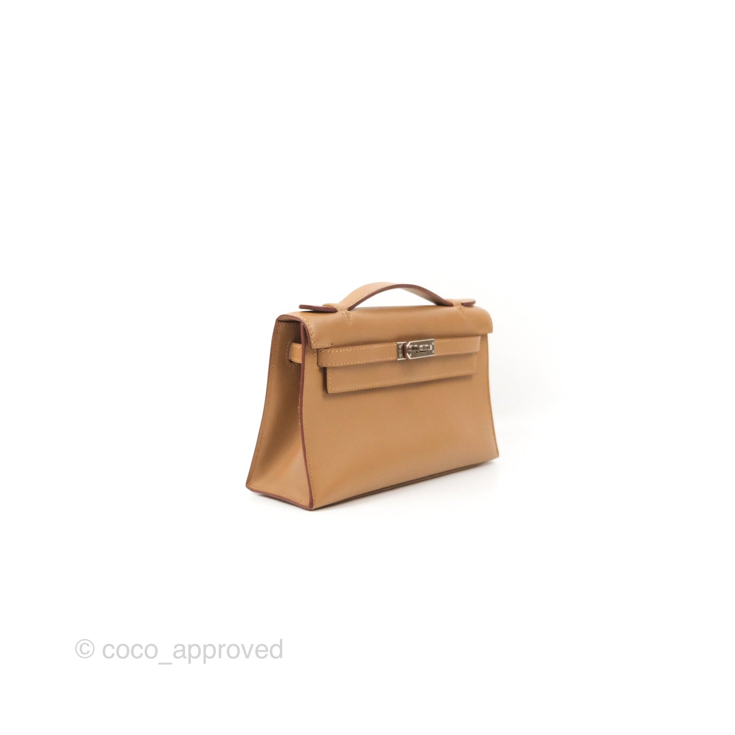 Hermès Kelly Pochette Clutch Biscuit 48 Swift Palladium Hardware