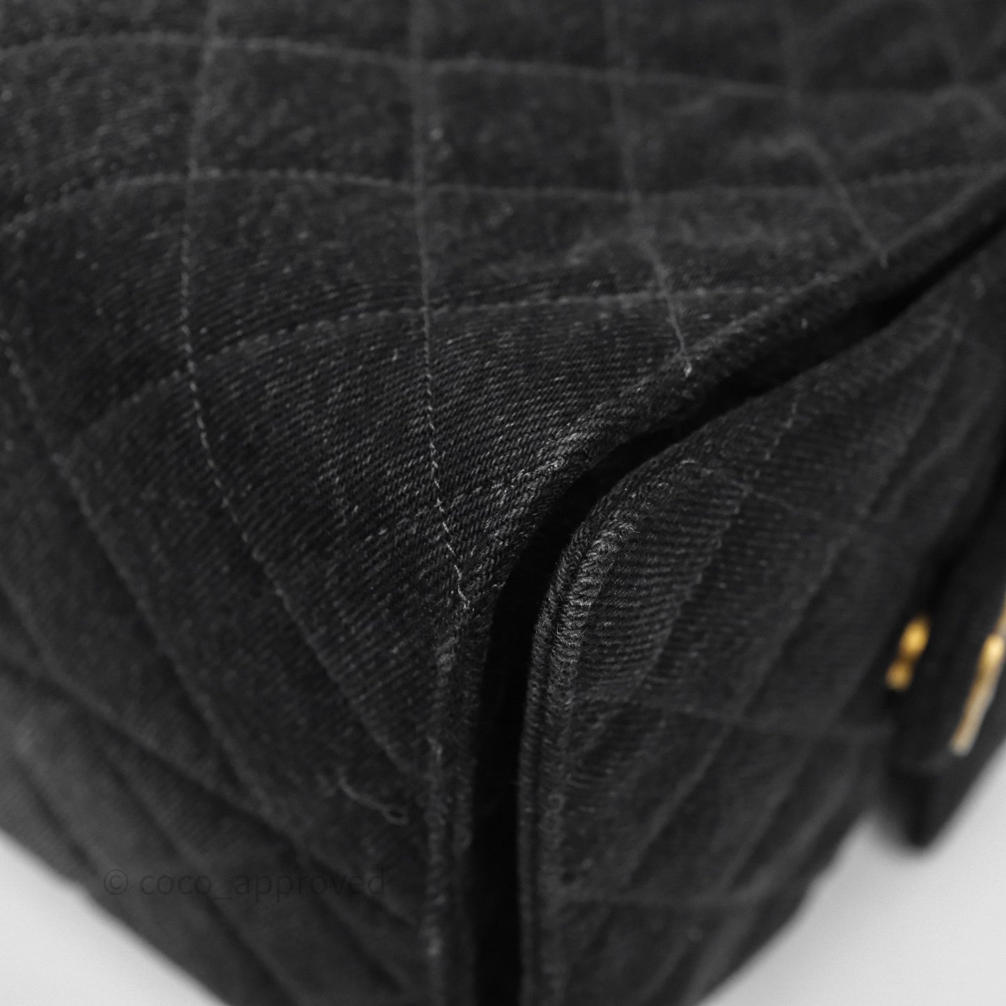 Chanel 25 Medium Washed Denim Black Aged Gold Hardware