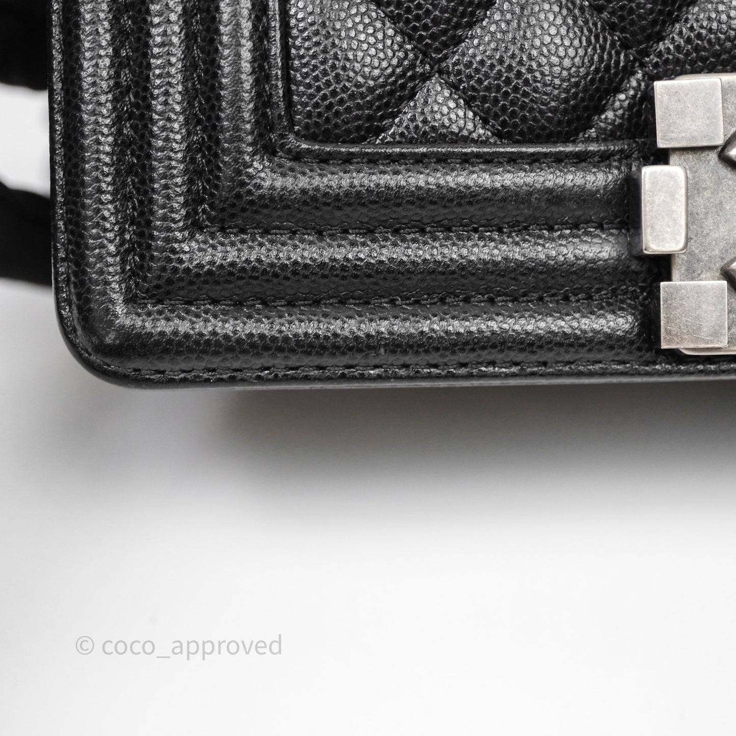 Chanel Small Boy Quilted Black Caviar Ruthenium Hardware